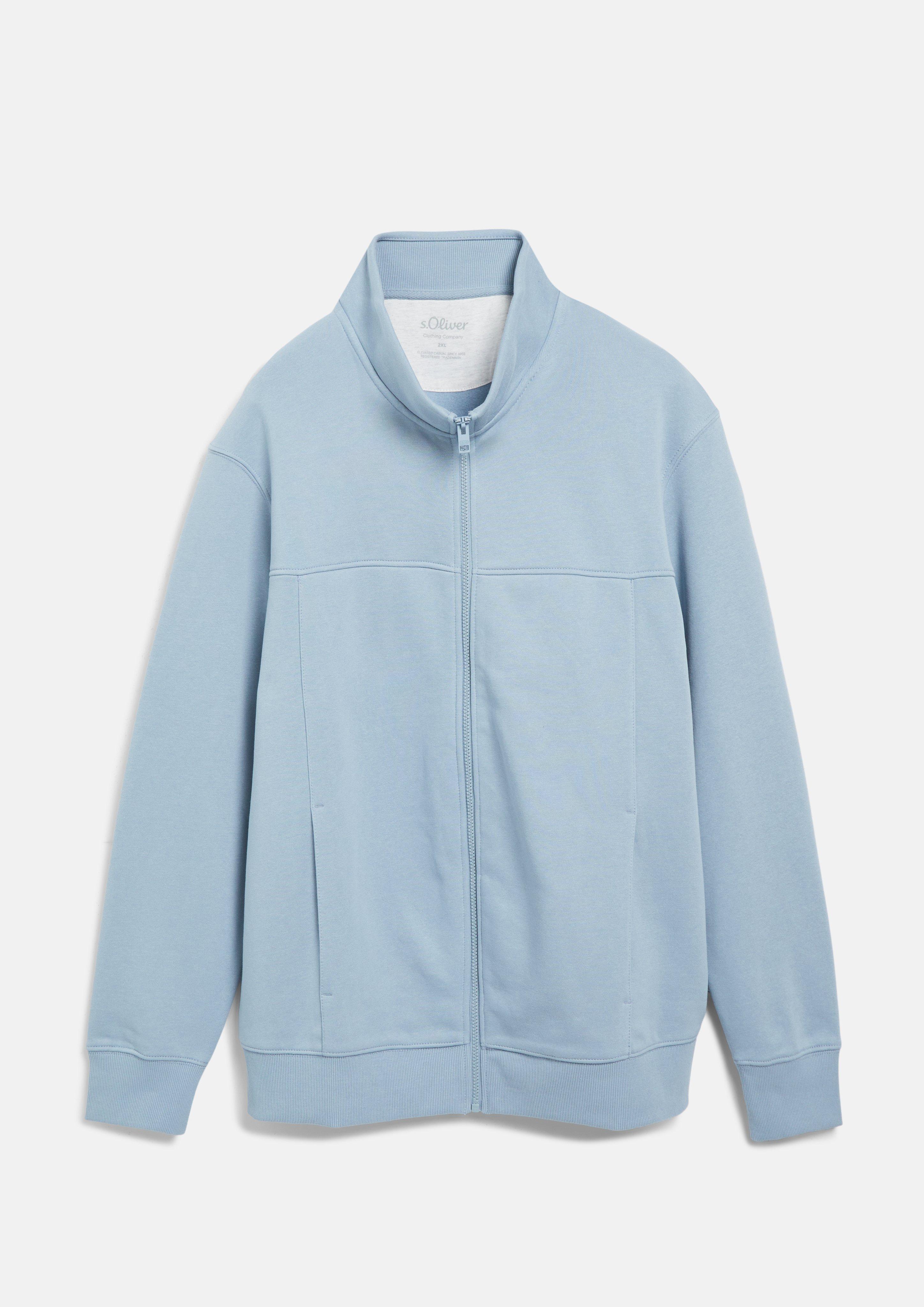 Herren Sweatjacke mit Stehkragen und Eingrifftaschen in hellblau von s.Oliver Men Big Sizes