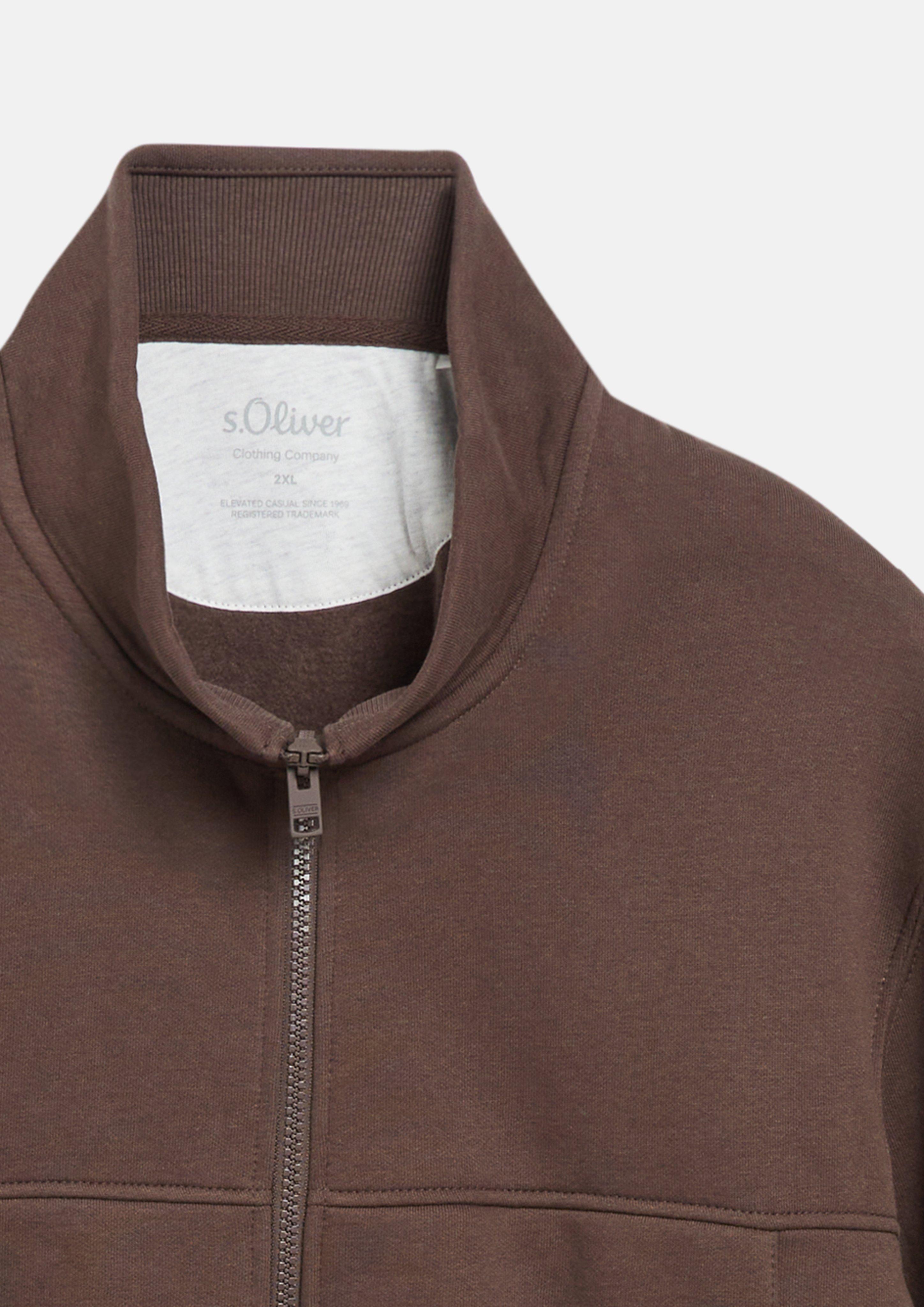 Hommes Veste en molleton à col montant et poches latérales en brun de s.Oliver Men Big Sizes