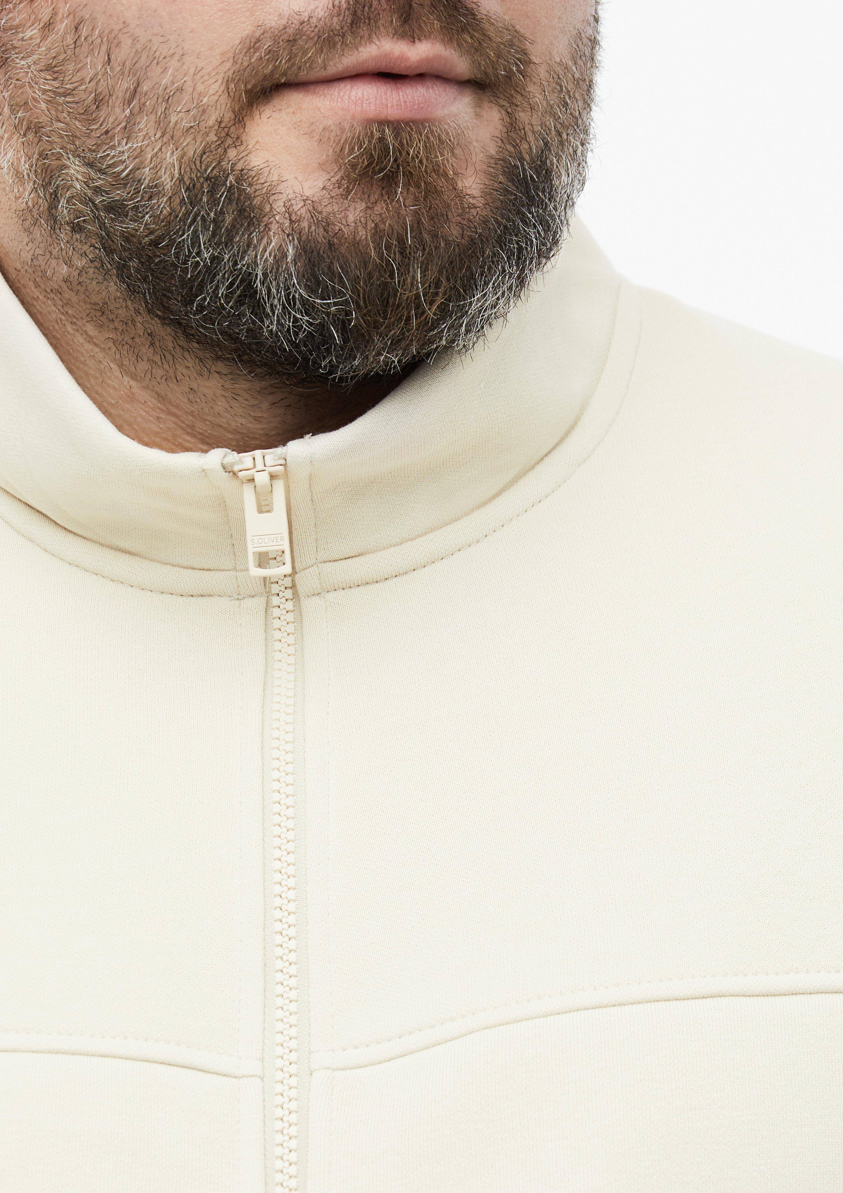 Hommes Veste en molleton à col montant et poches latérales en beige de s.Oliver Men Big Sizes