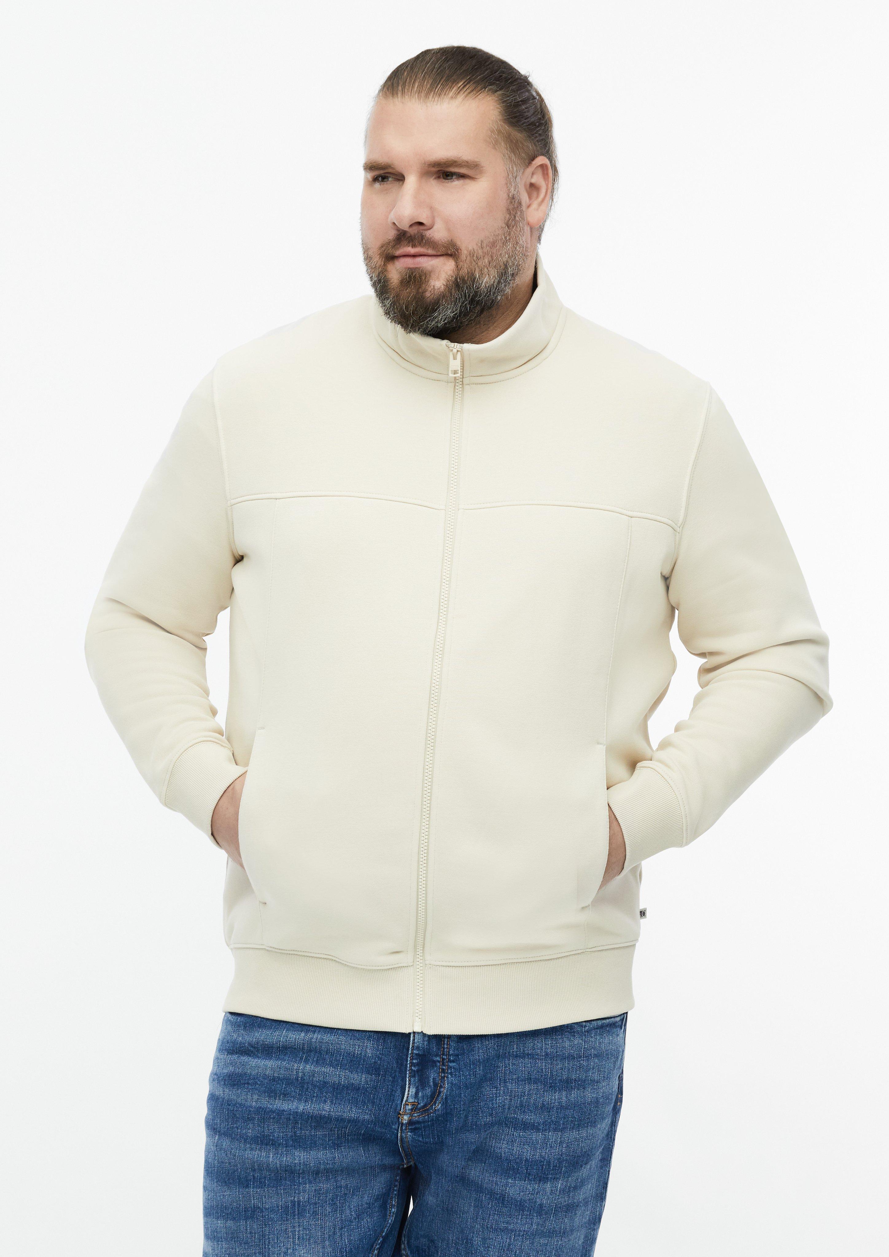 Veste en molleton à col montant et poches latérales en beige clair de s.Oliver Men Big Sizes