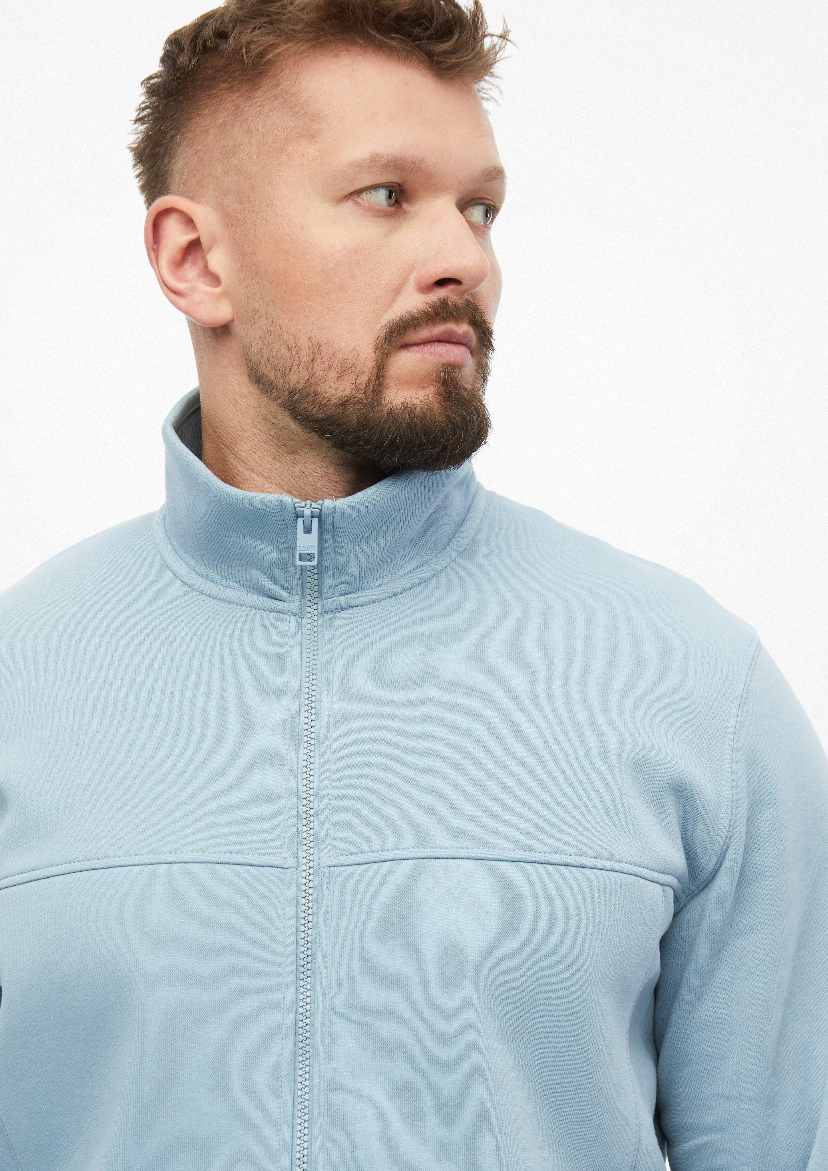 Hommes Veste en molleton à col montant et poches latérales en bleu de s.Oliver Men Tall Sizes