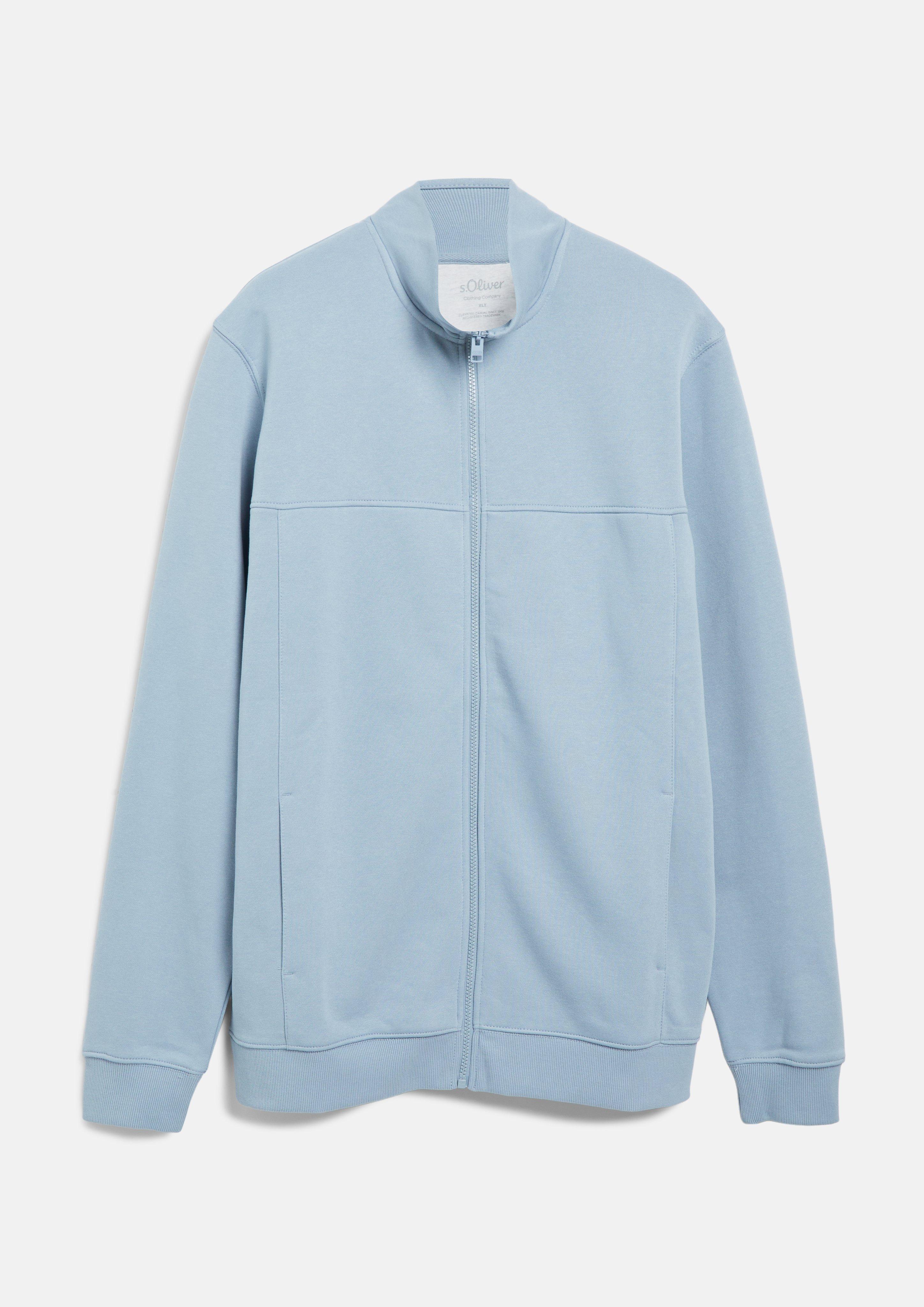 Herren Sweatjacke mit Stehkragen und Eingrifftaschen in hellblau von s.Oliver Men Tall Sizes