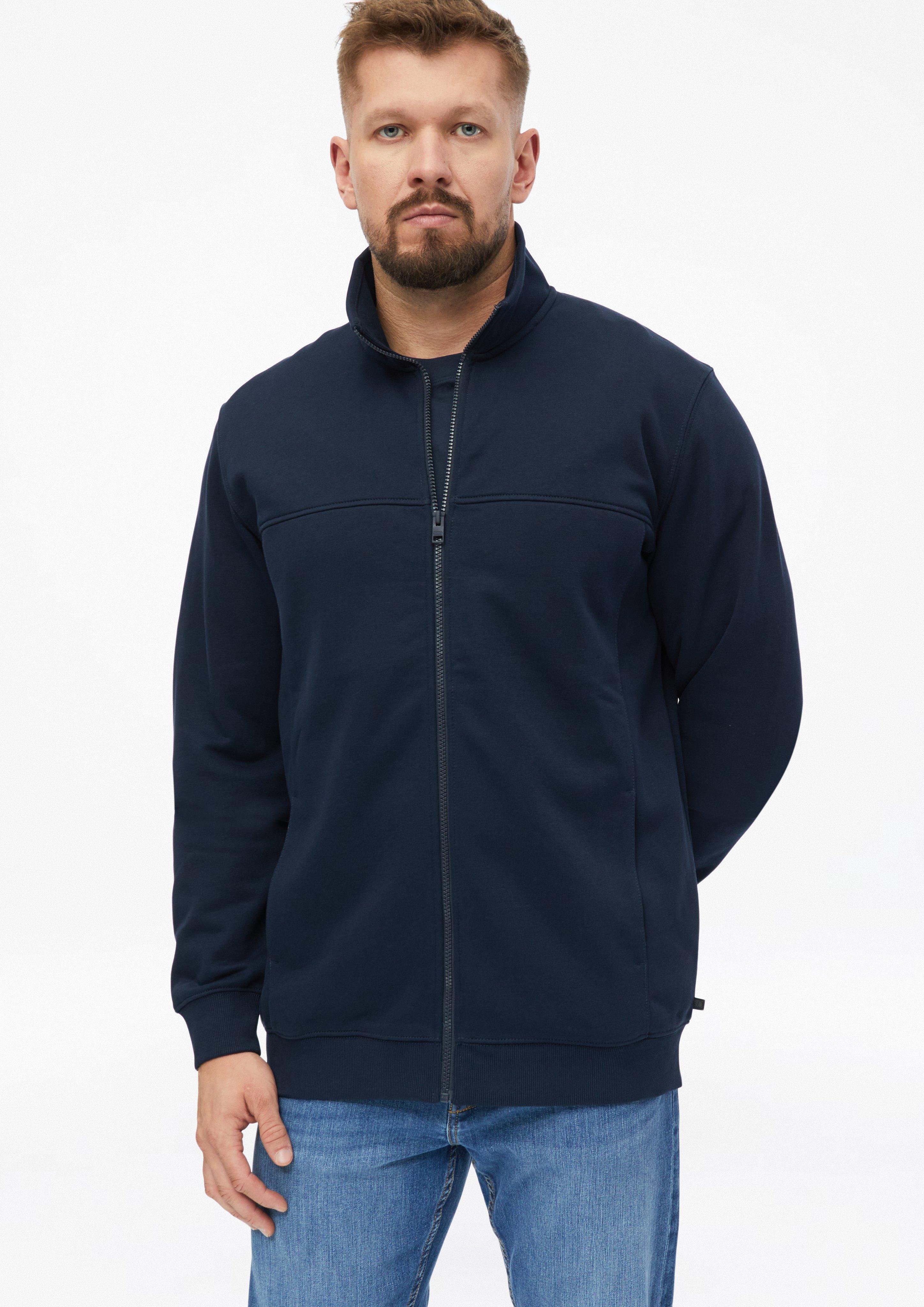 Sweatjacke mit Stehkragen und Eingrifftaschen in Farbe navy von s.Oliver Men Tall Sizes