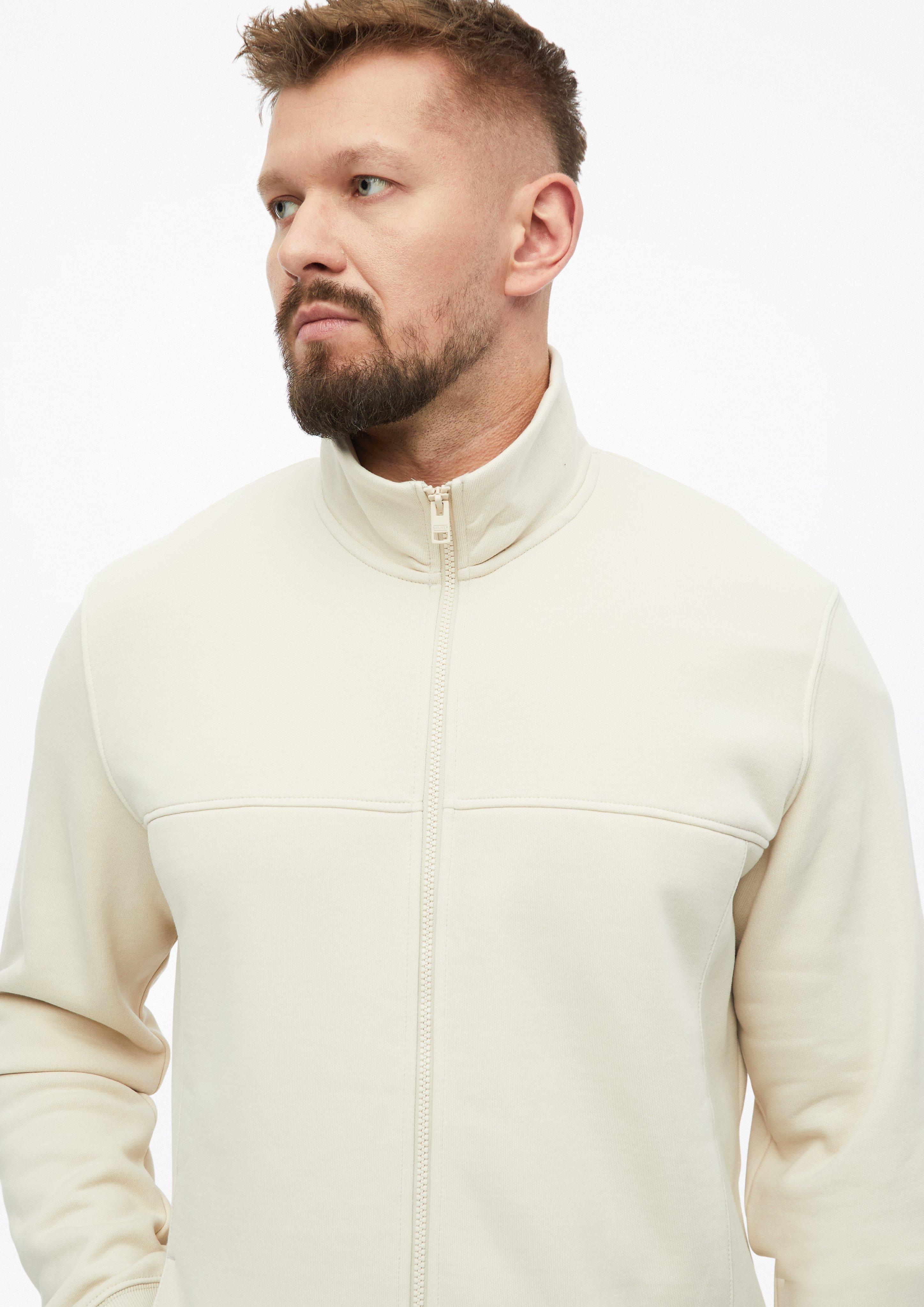 Hommes Veste en molleton à col montant et poches latérales en beige de s.Oliver Men Tall Sizes