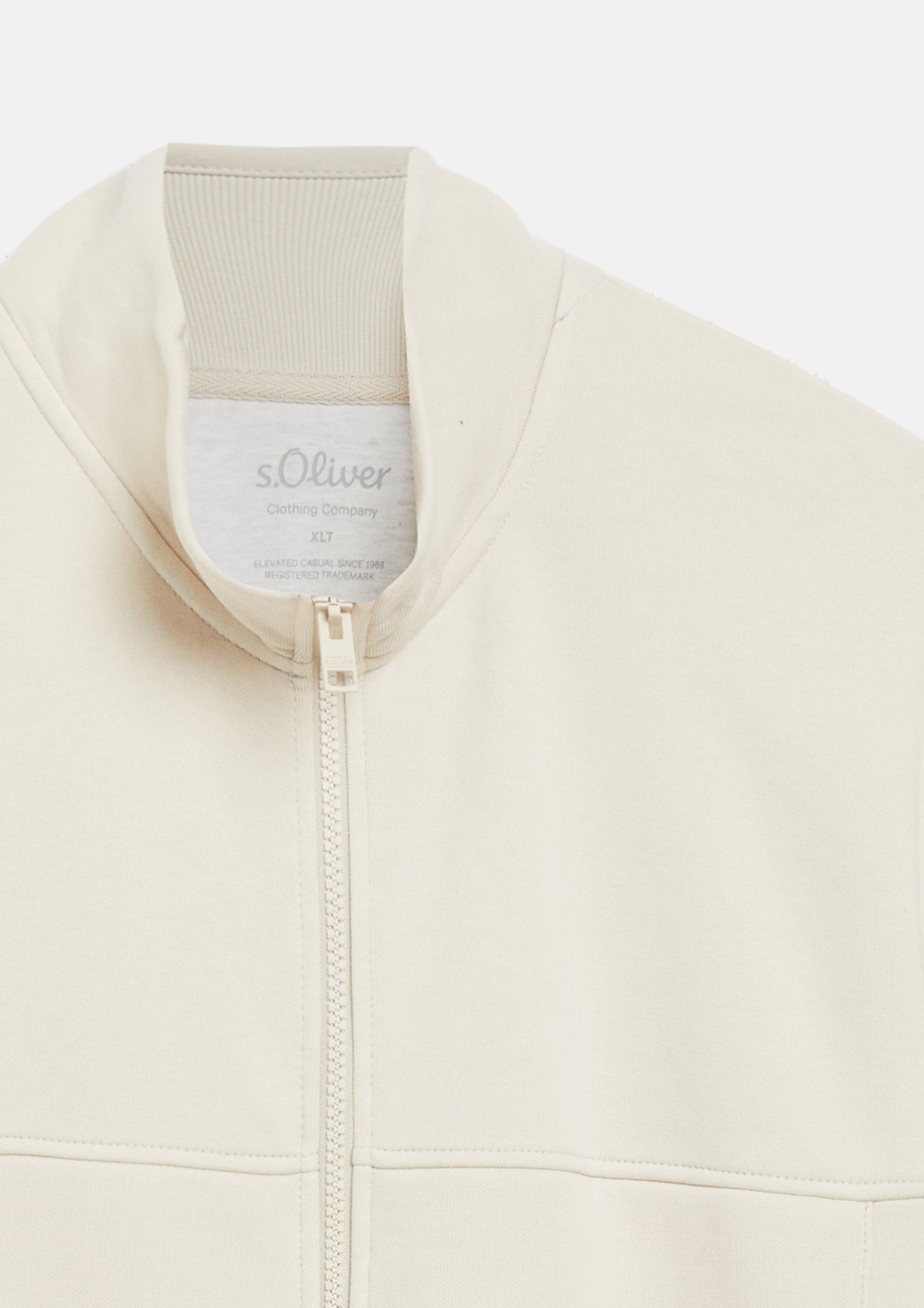 Hommes Veste en molleton à col montant et poches latérales en beige de s.Oliver Men Tall Sizes