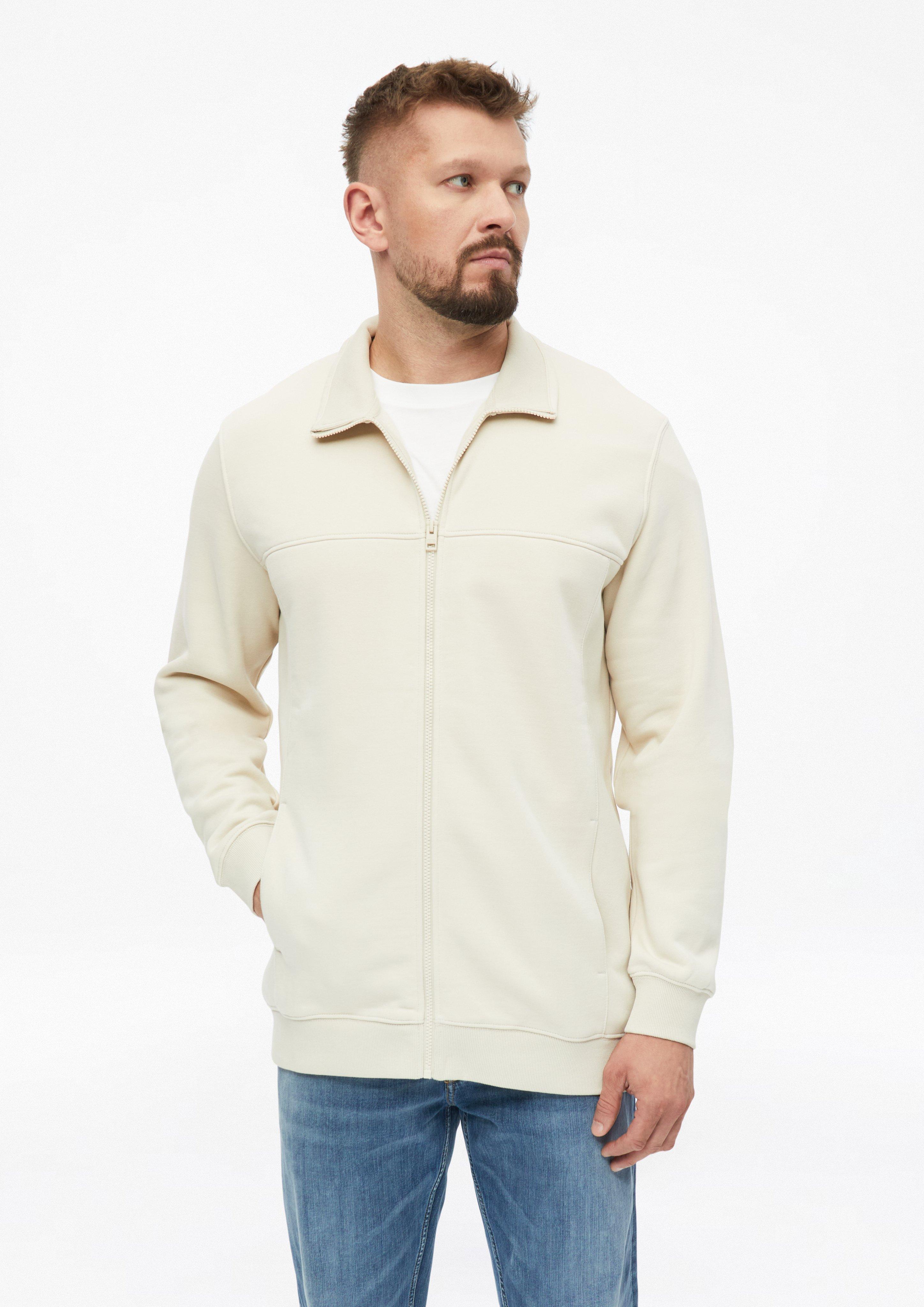 Veste en molleton à col montant et poches latérales en beige clair de s.Oliver Men Tall Sizes