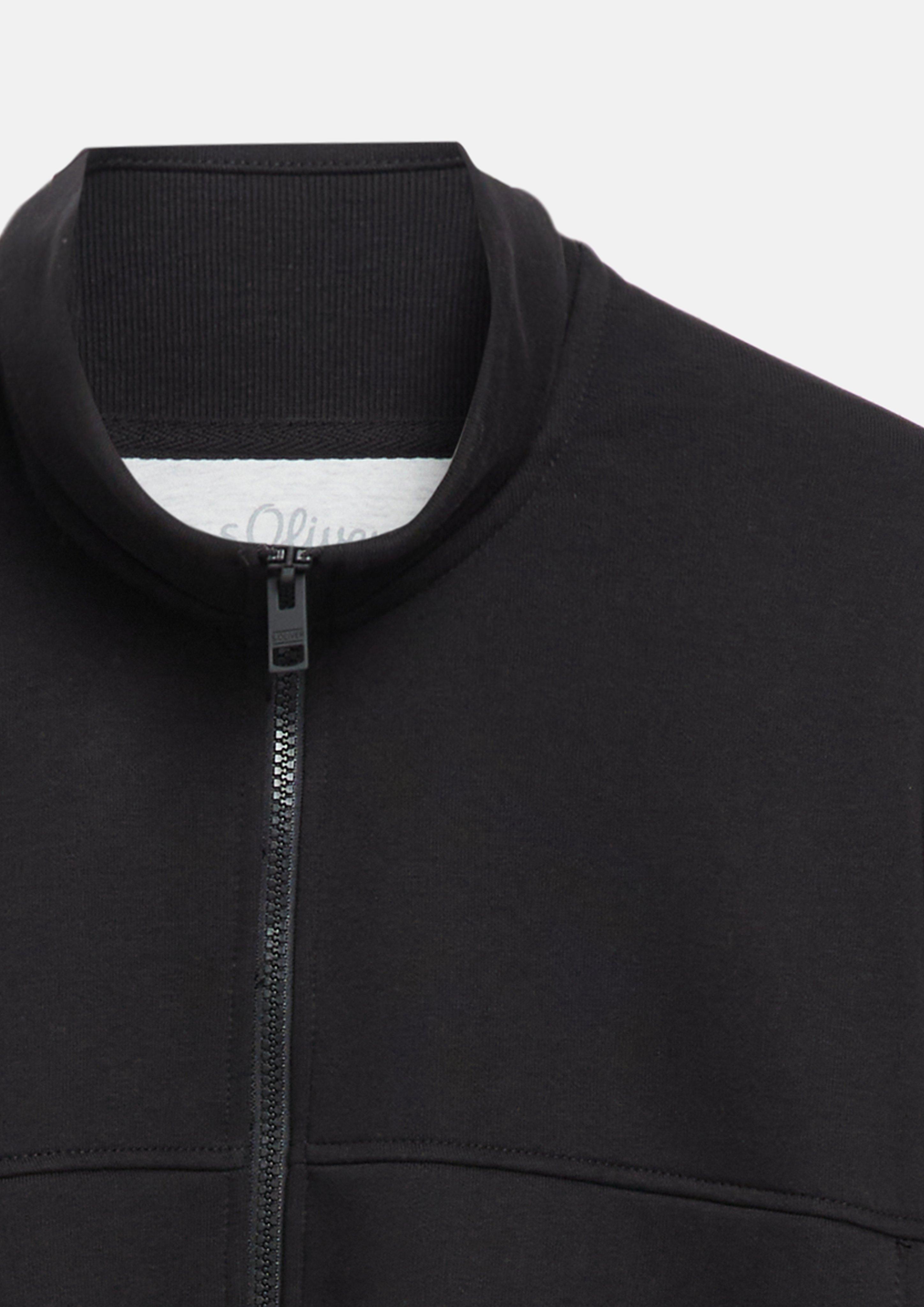 Hommes Veste en molleton à col montant et poches latérales en noir de s.Oliver Men Tall Sizes