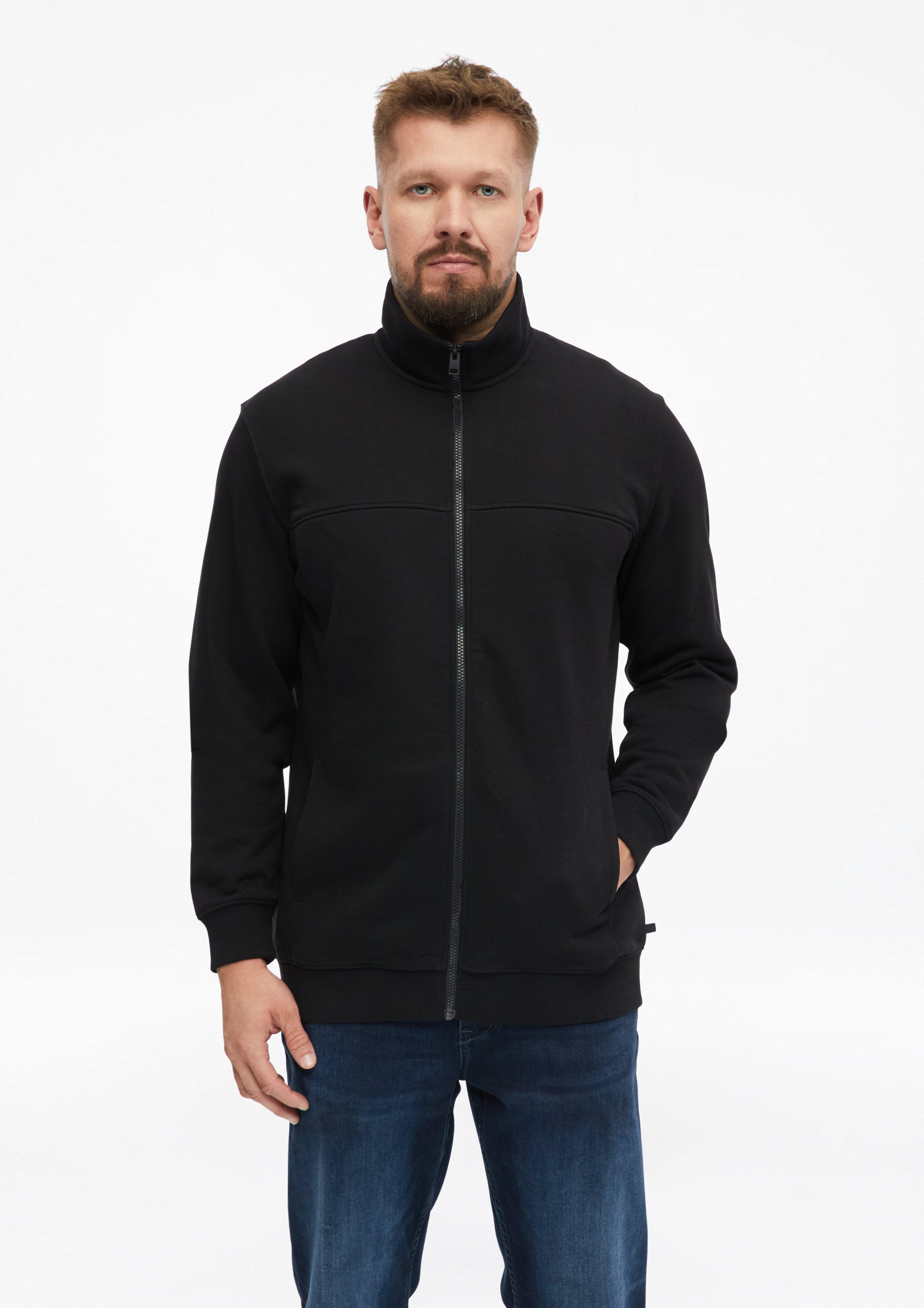 Sweatshirt jacket with a stand-up collar and side pockets in black by s.Oliver Men Tall Sizes