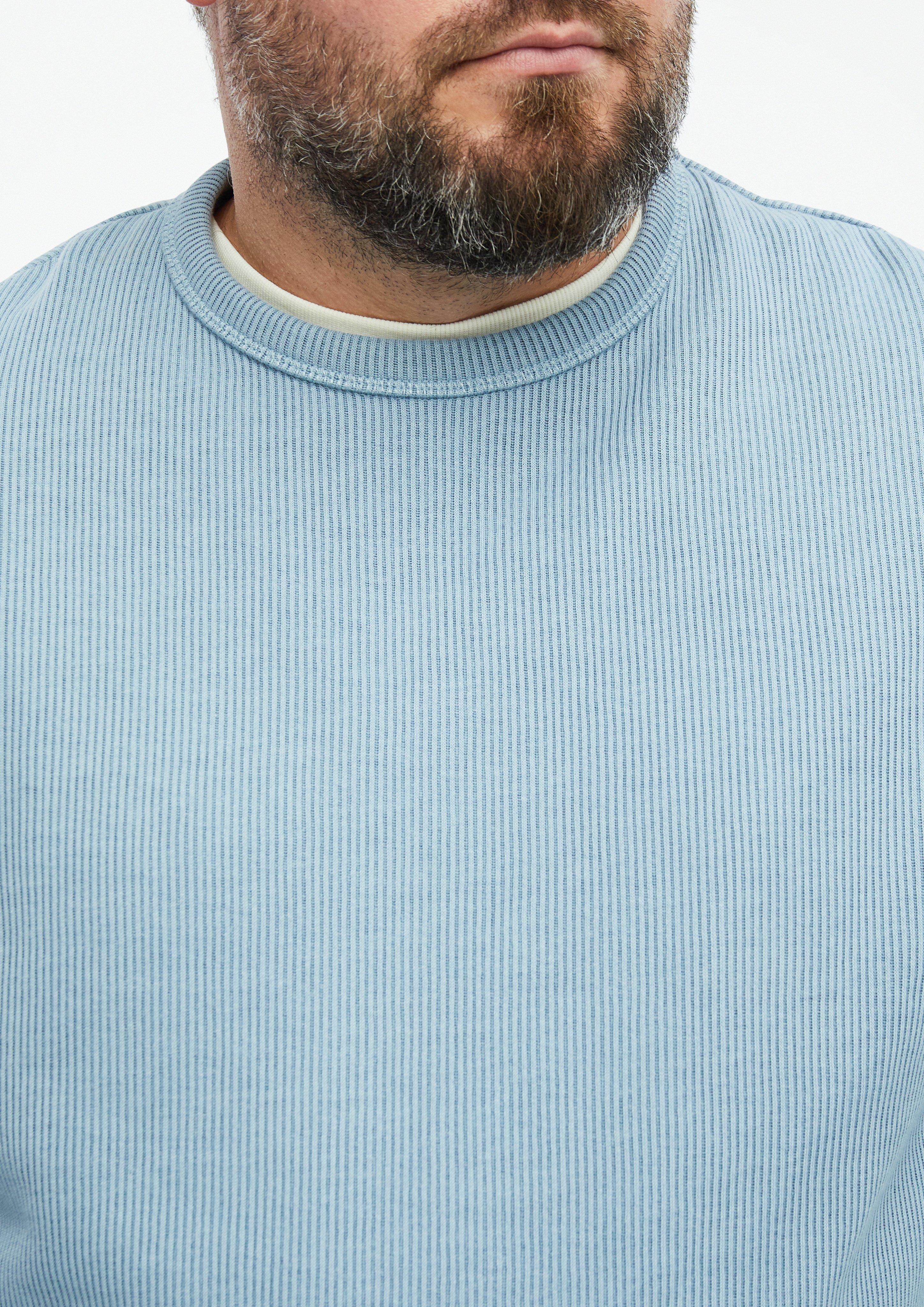 Men Sweatshirt with a ribbed texture in blue by s.Oliver Men Big Sizes