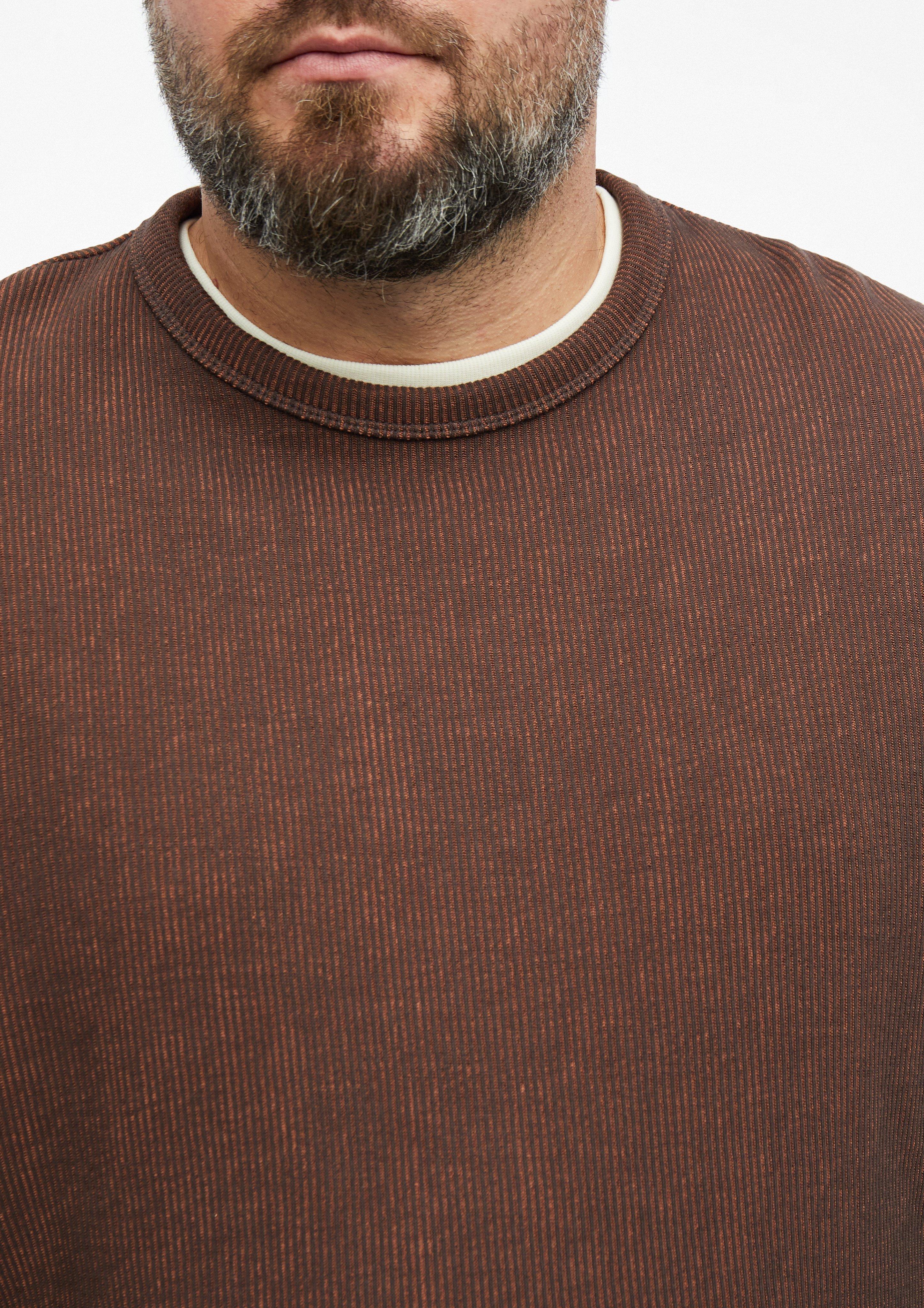 Men Sweatshirt with a ribbed texture in brown by s.Oliver Men Big Sizes