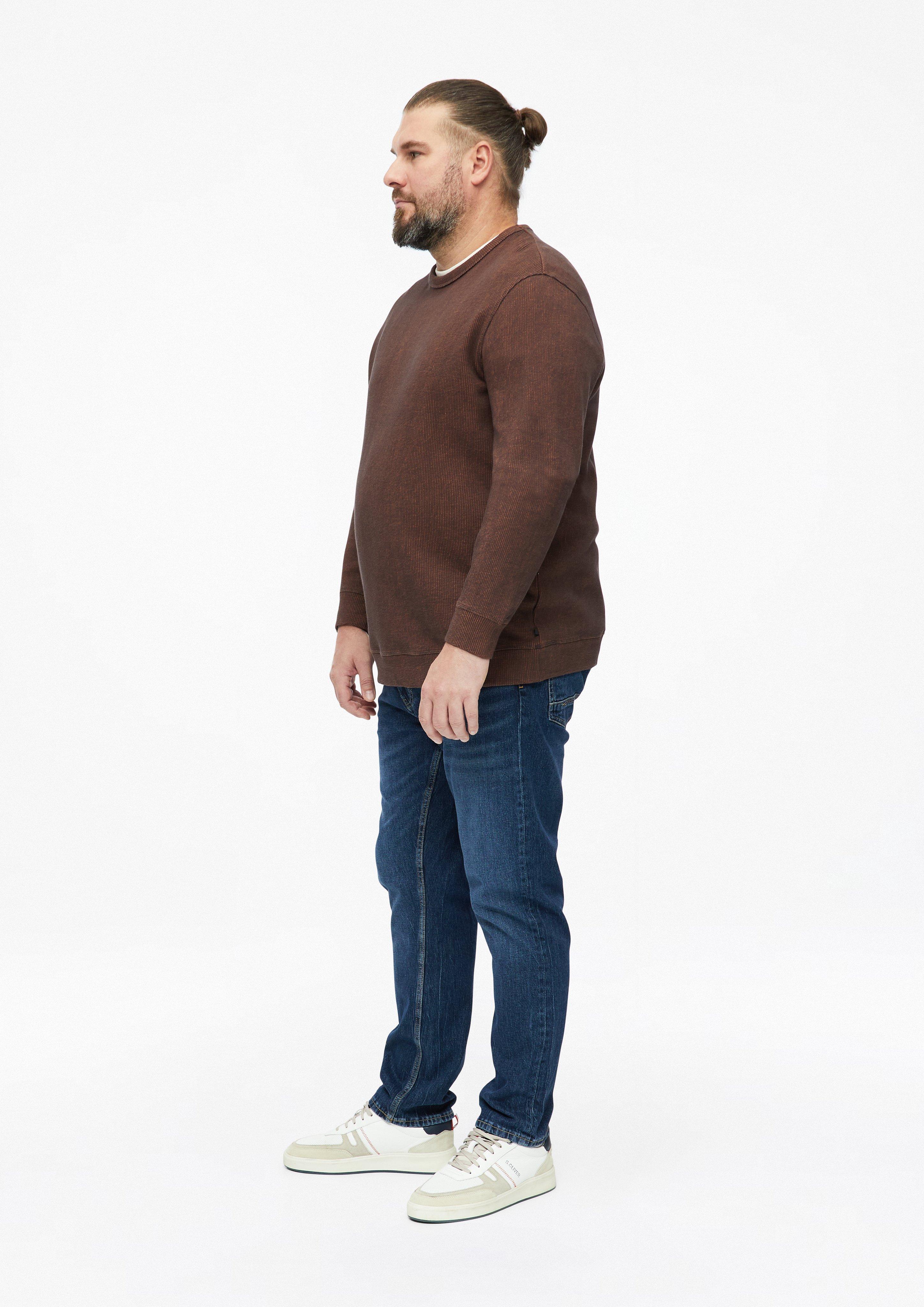 Men Sweatshirt with a ribbed texture in brown by s.Oliver Men Big Sizes