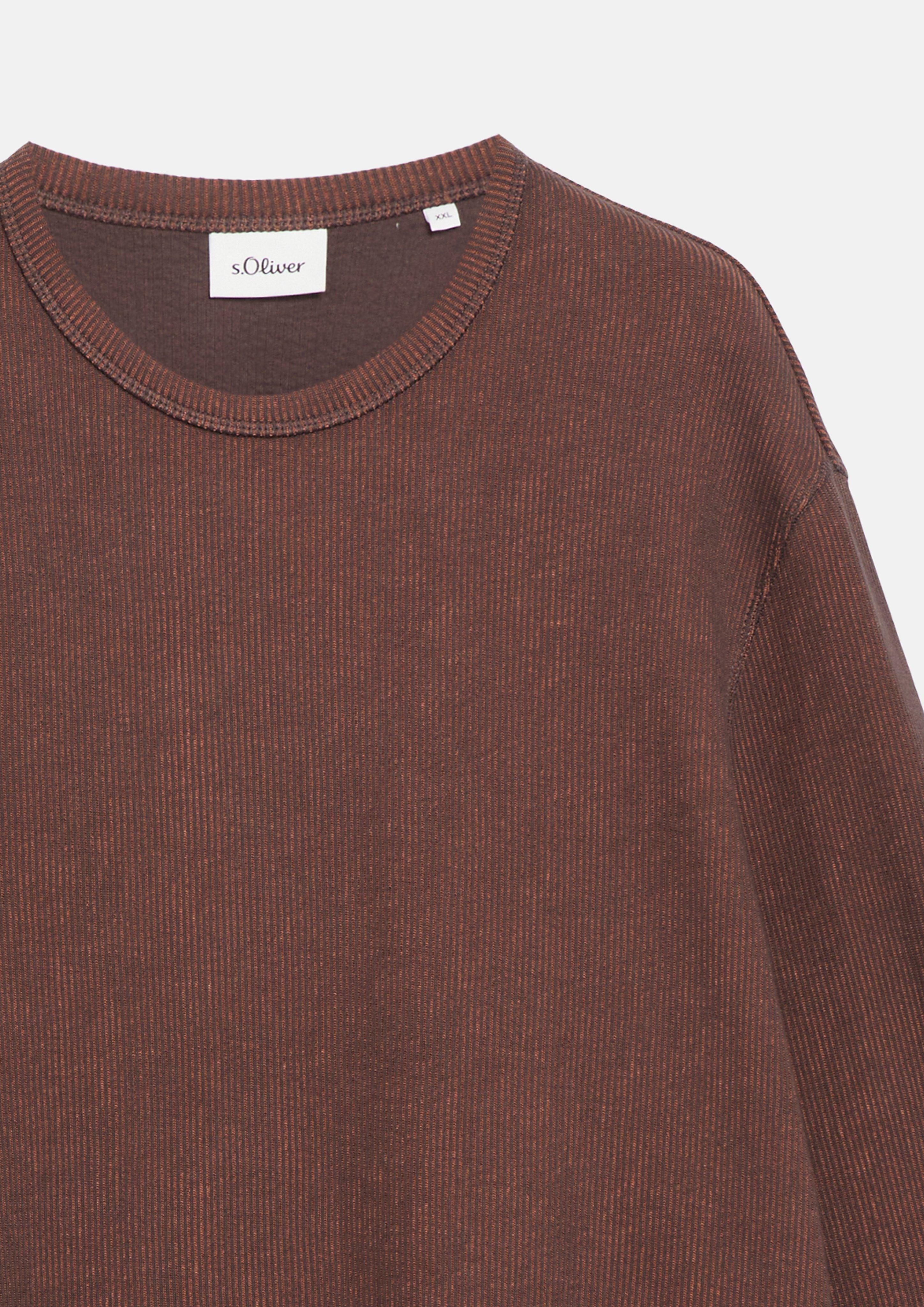 Men Sweatshirt with a ribbed texture in brown by s.Oliver Men Big Sizes