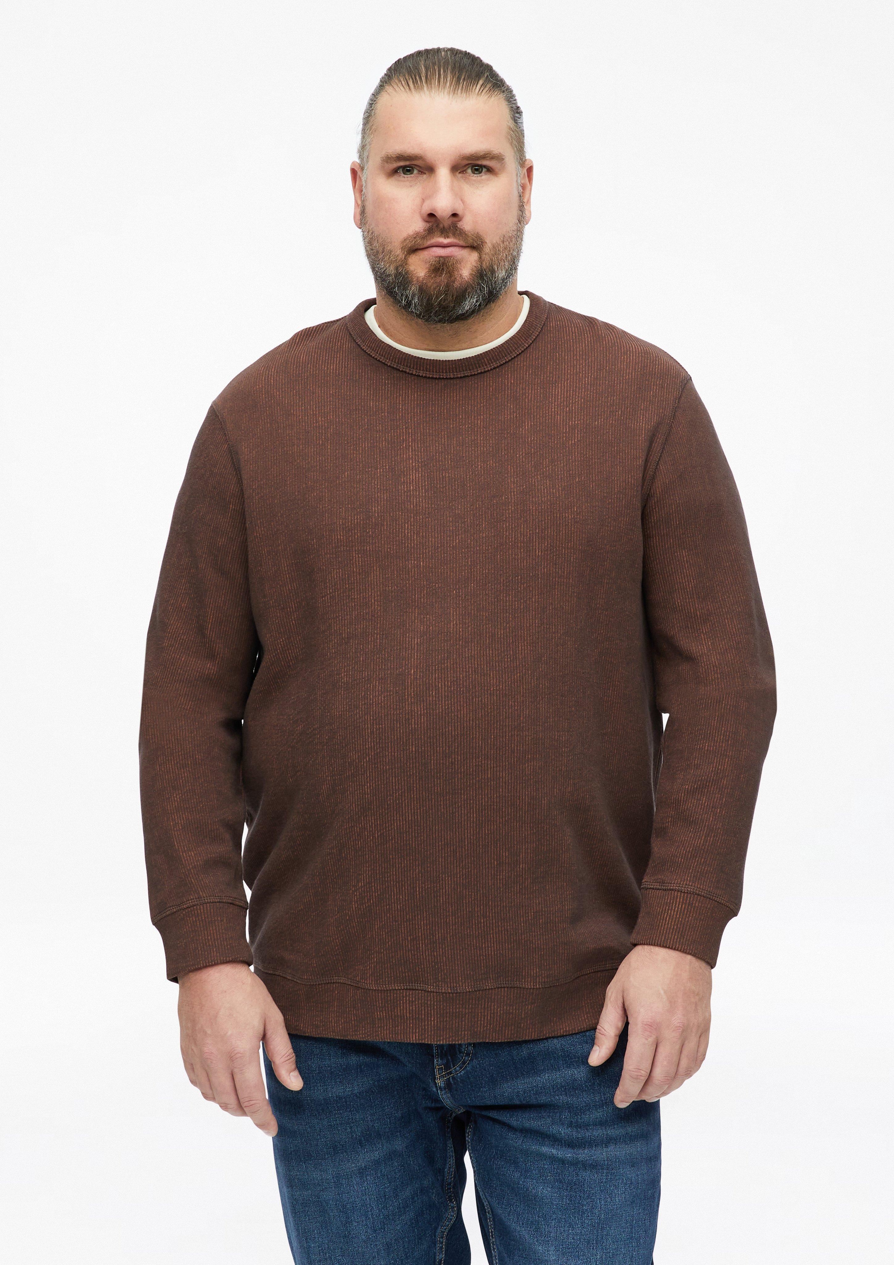 Sweatshirt met geribbelde structuur in donkerbruin van s.Oliver Men Big Sizes