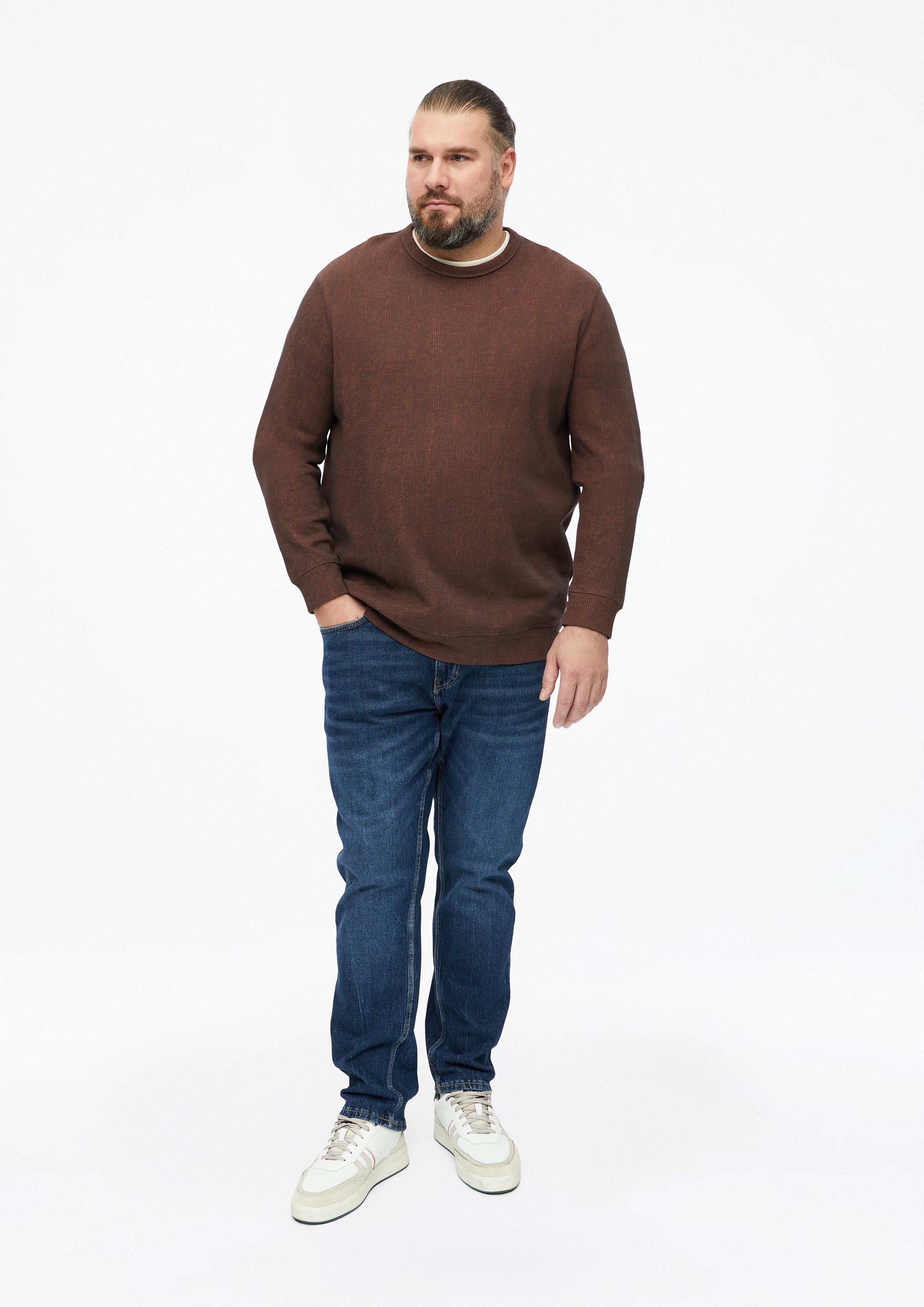 Men Sweatshirt with a ribbed texture in brown by s.Oliver Men Big Sizes