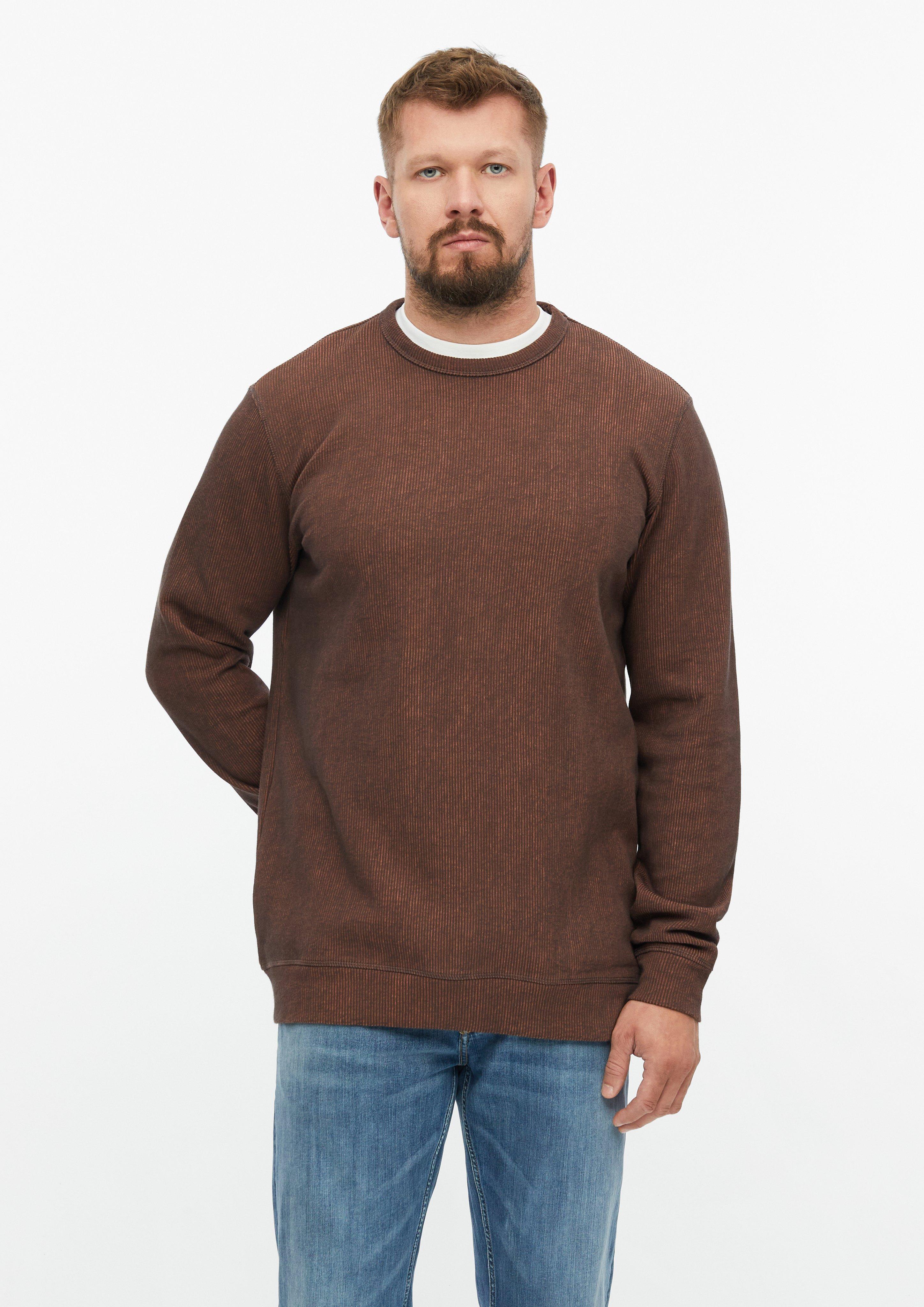Sweatshirt with a ribbed texture in dark brown by s.Oliver Men Tall Sizes