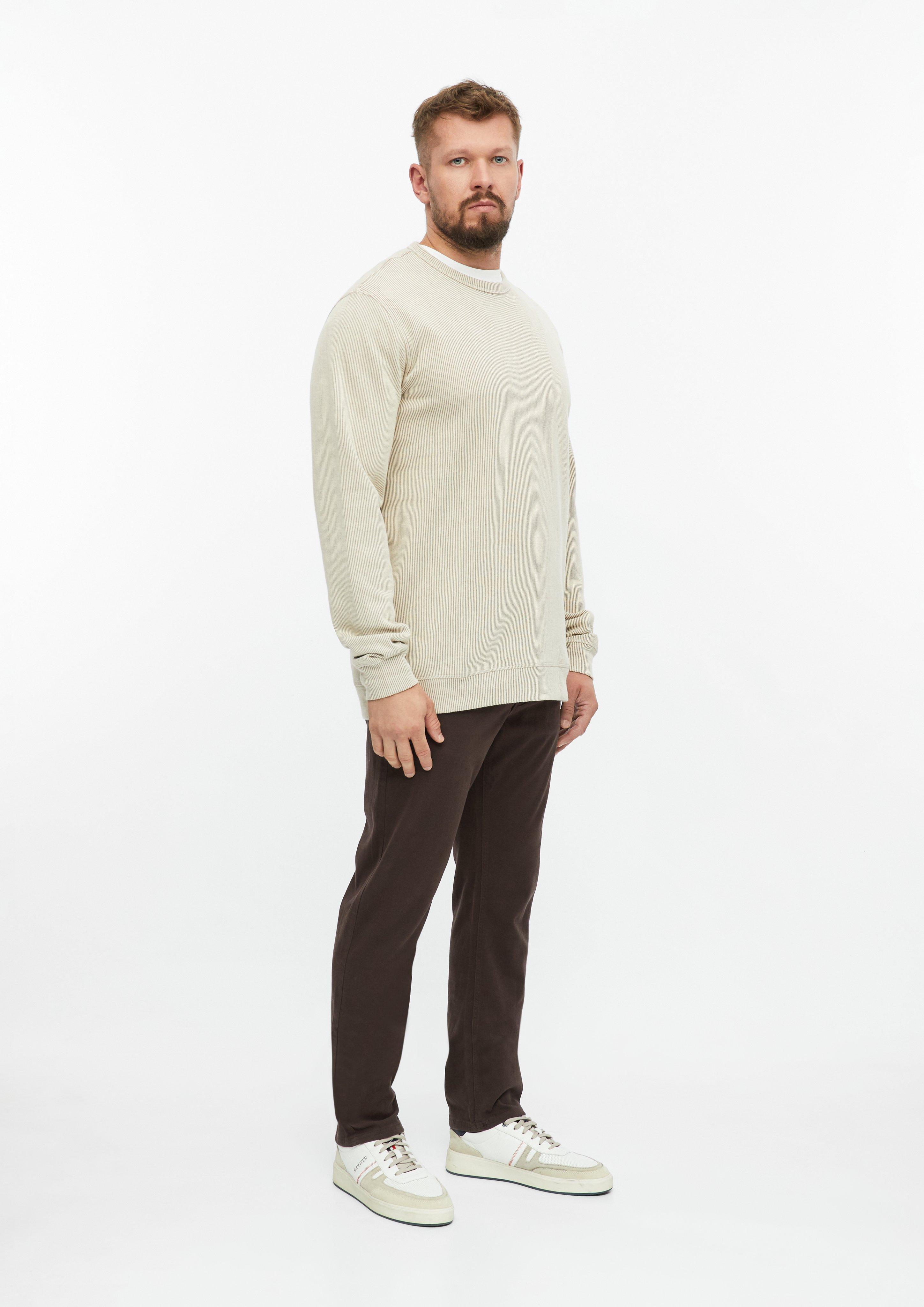 Moški Pulover z rebrasto strukturo v barvi bež od s.Oliver Men Tall Sizes