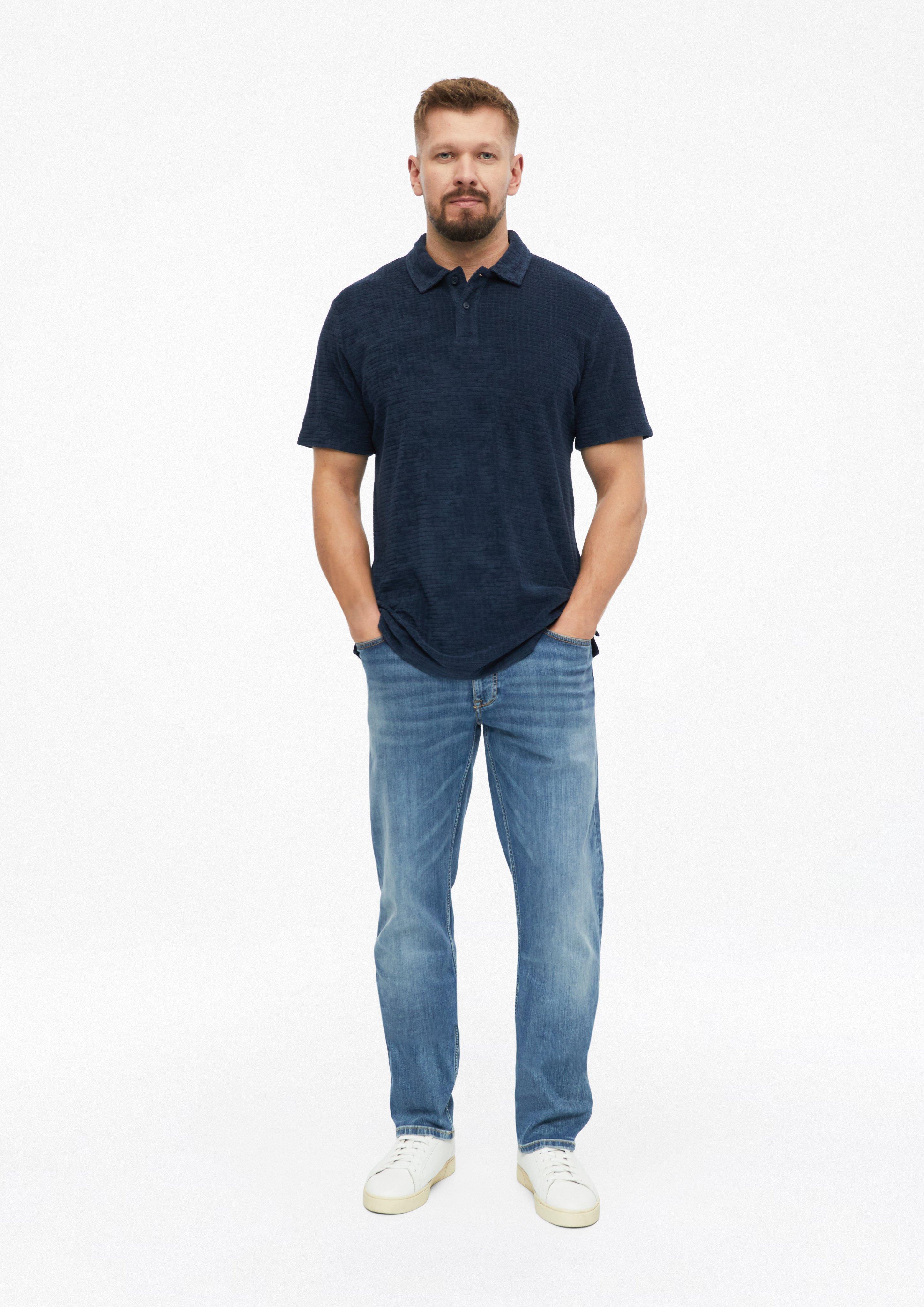 Hommes Polo en tissu éponge texturé en bleu de s.Oliver Men Tall Sizes
