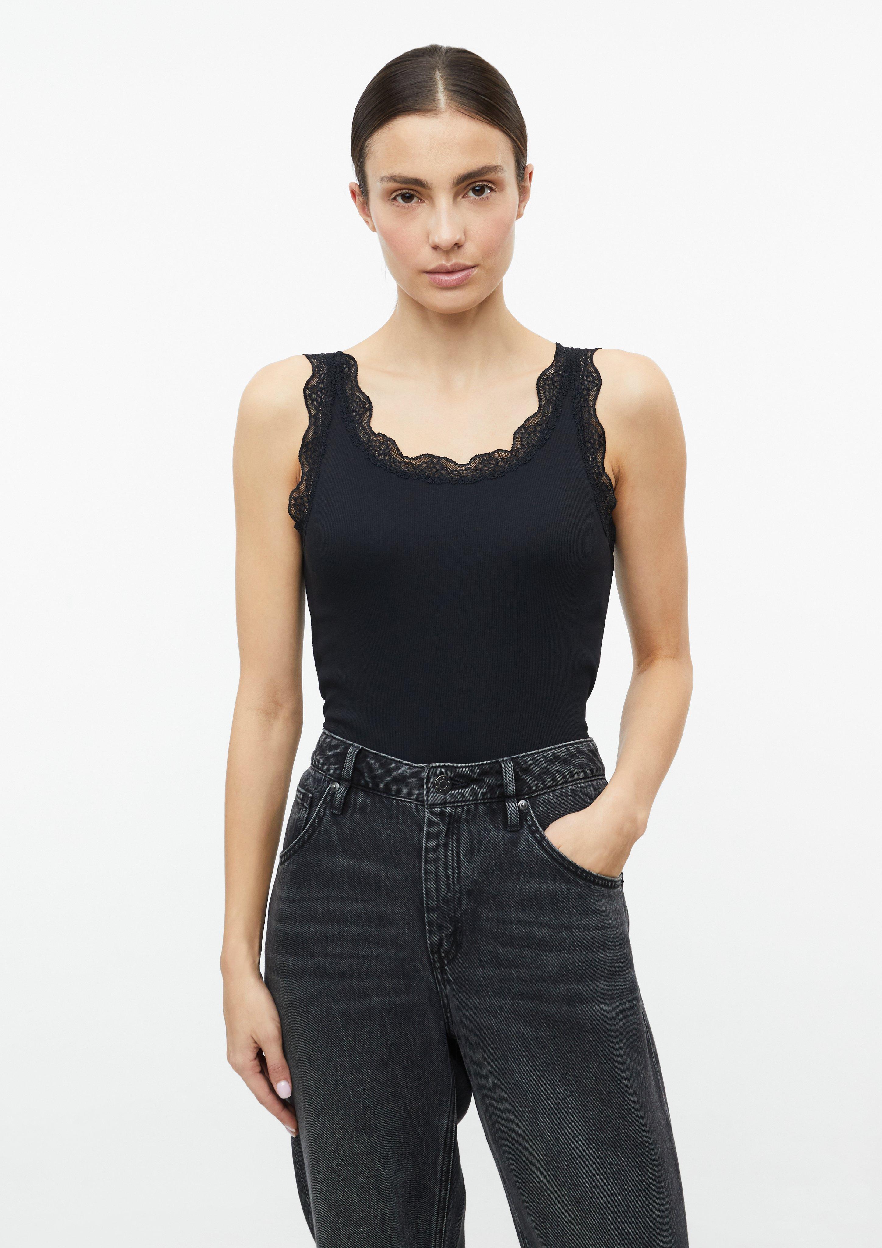 Ripptop mit Spitze in Farbe schwarz von s.Oliver