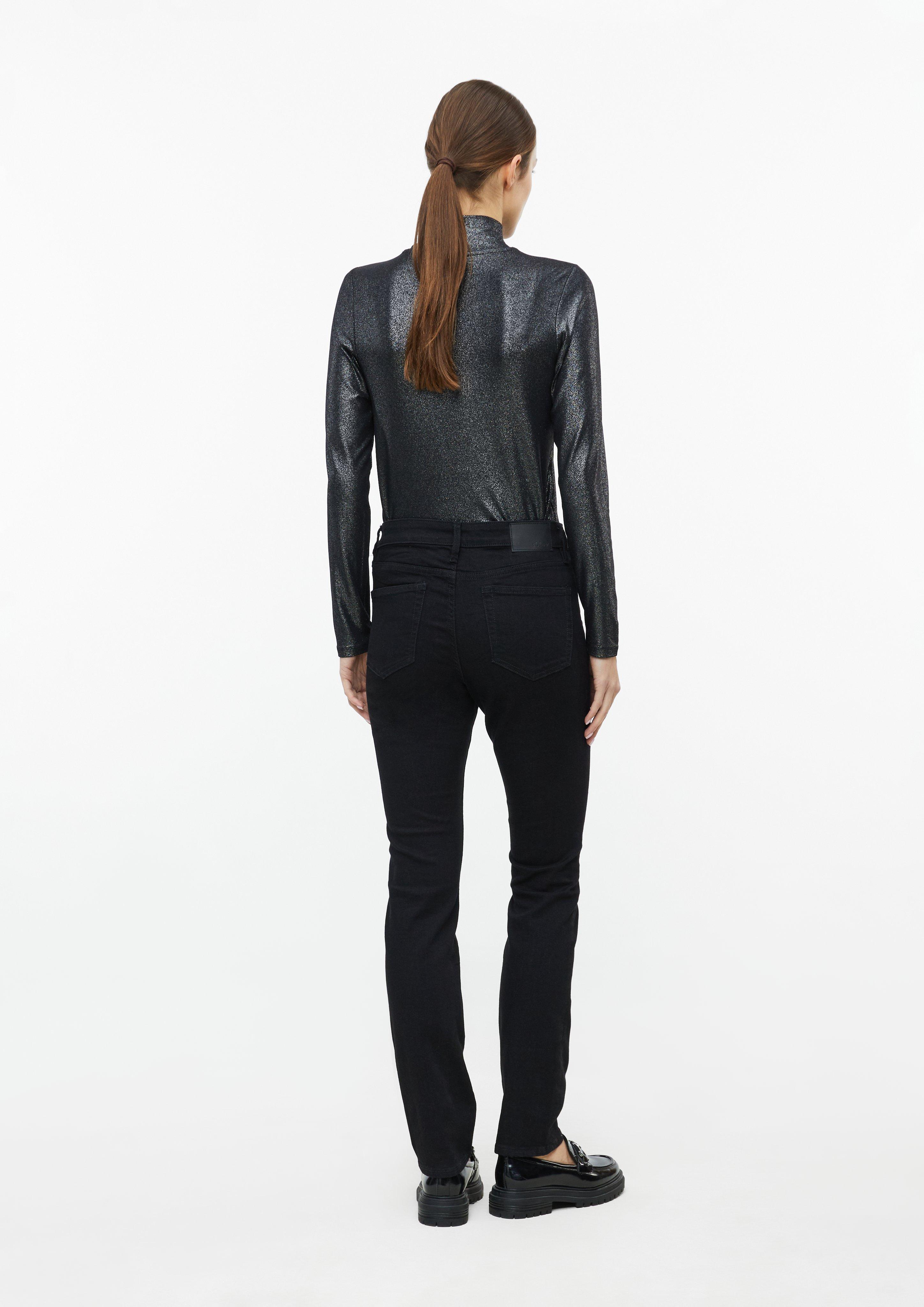 Damen Langarmshirt im Slim Fit mit Glitzer-Coating in schwarz von s.Oliver