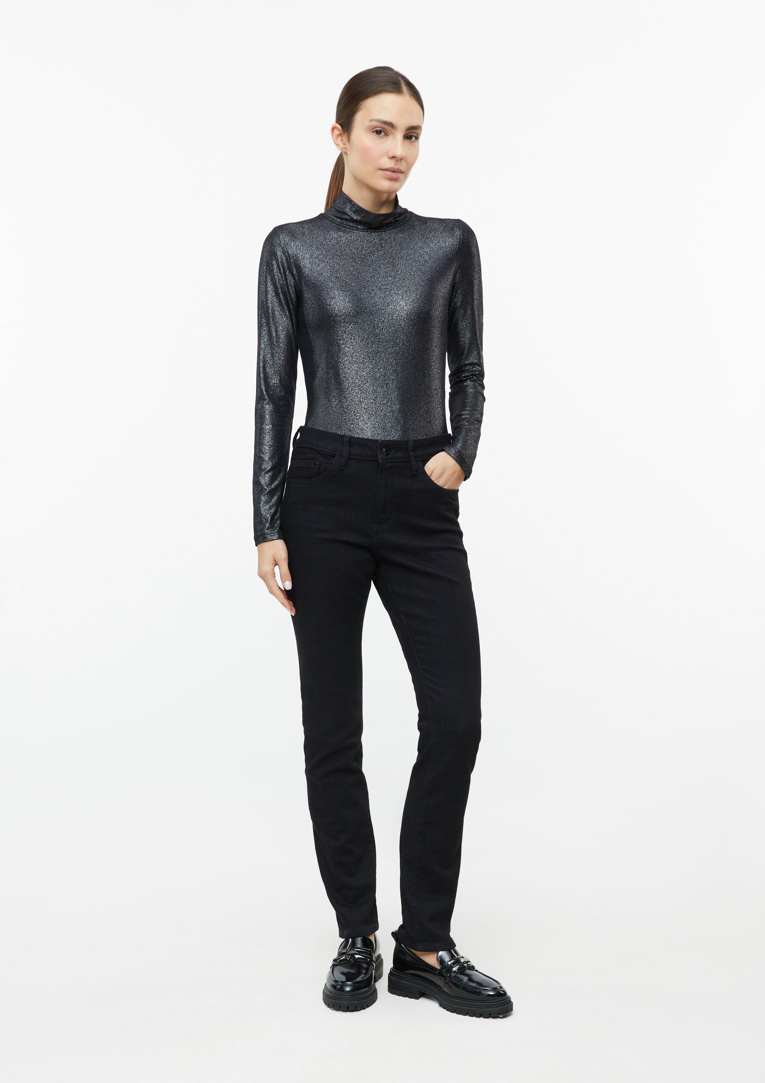 Damen Langarmshirt im Slim Fit mit Glitzer-Coating in schwarz von s.Oliver