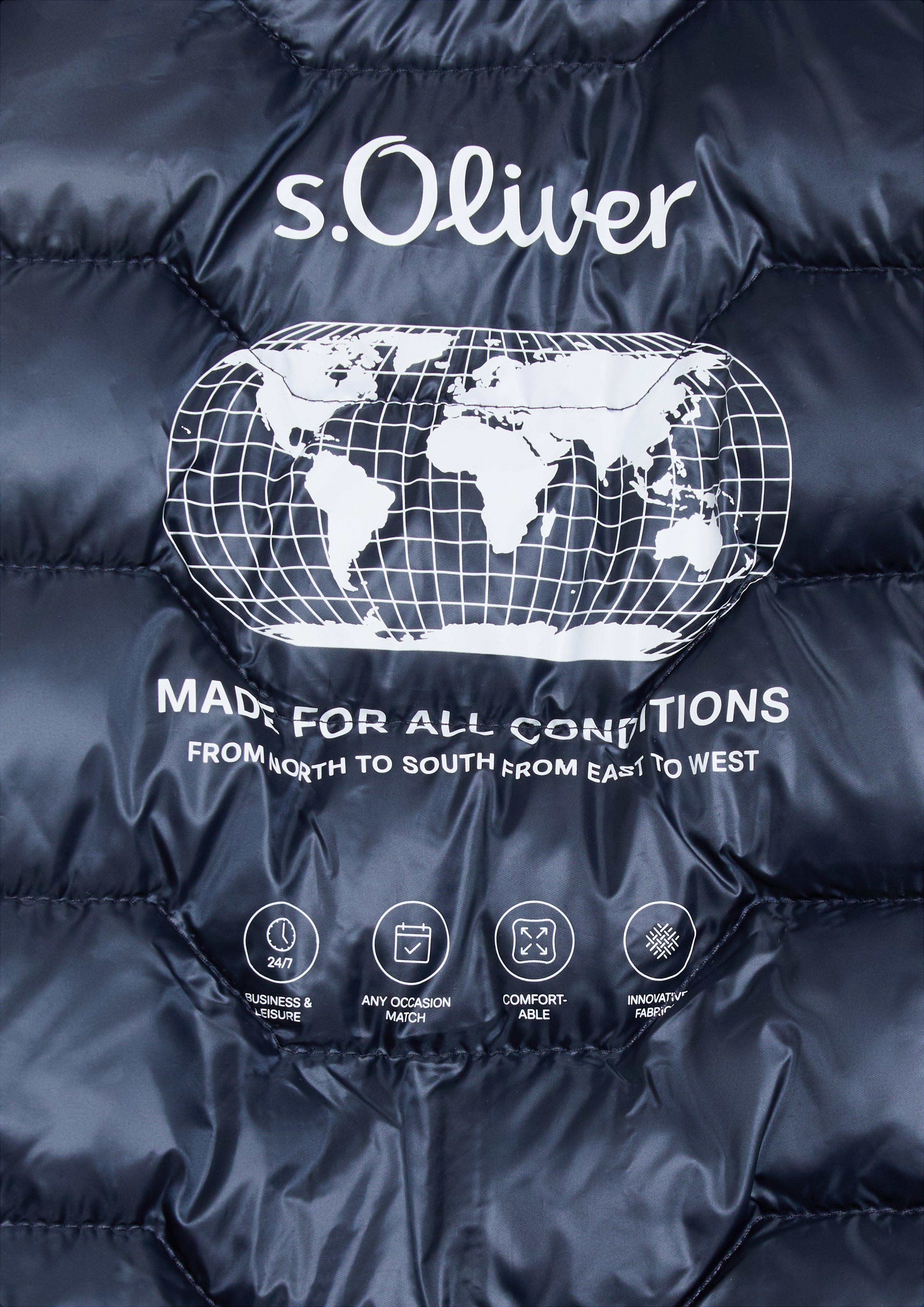 Herren Leichte Steppjacke mit Kontrast-Details und Stehkragen in blau von s.Oliver Men Big Sizes