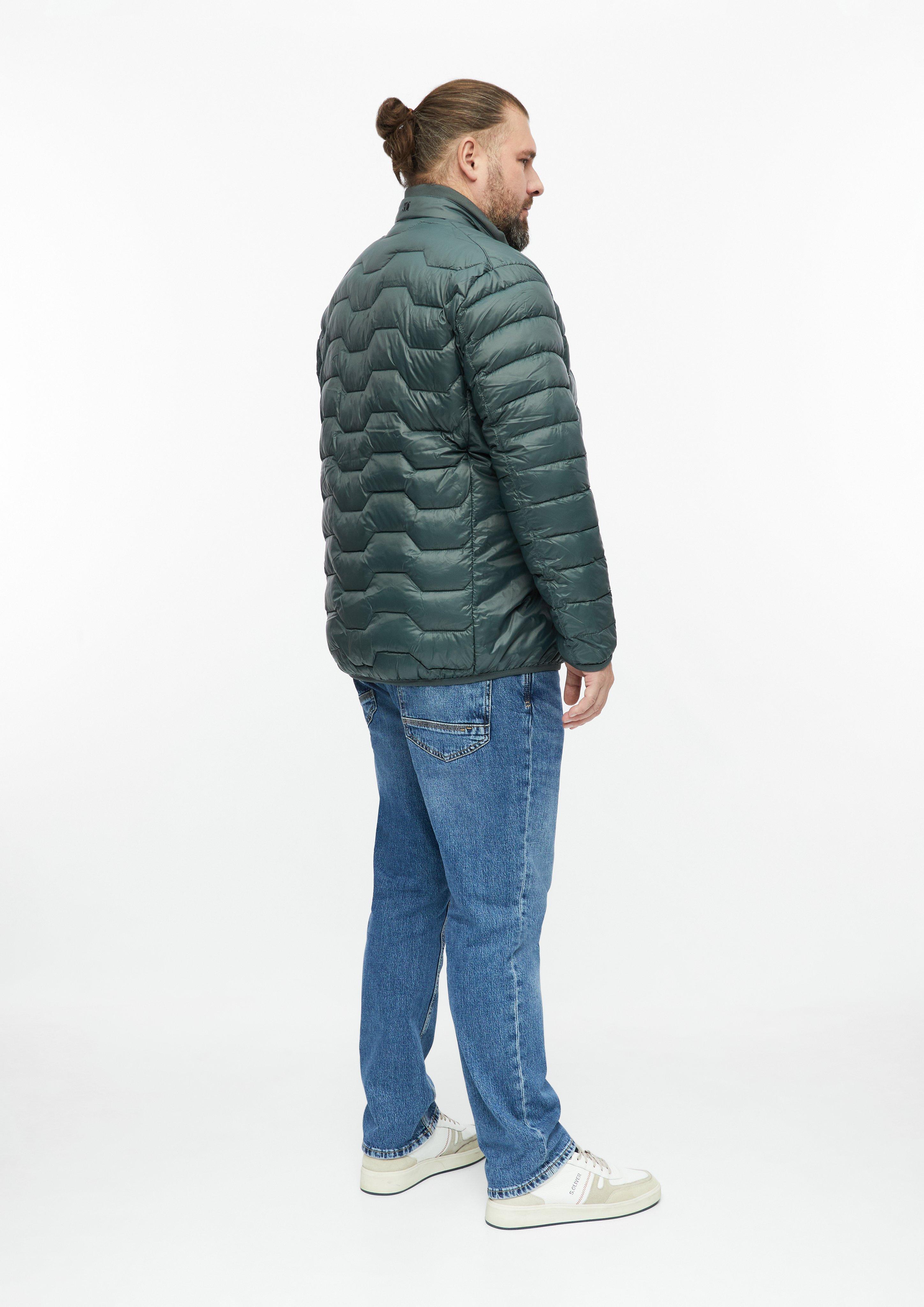 Hommes Veste matelassée légère avec détails contrastés et col montant en vert de s.Oliver Men Big Sizes