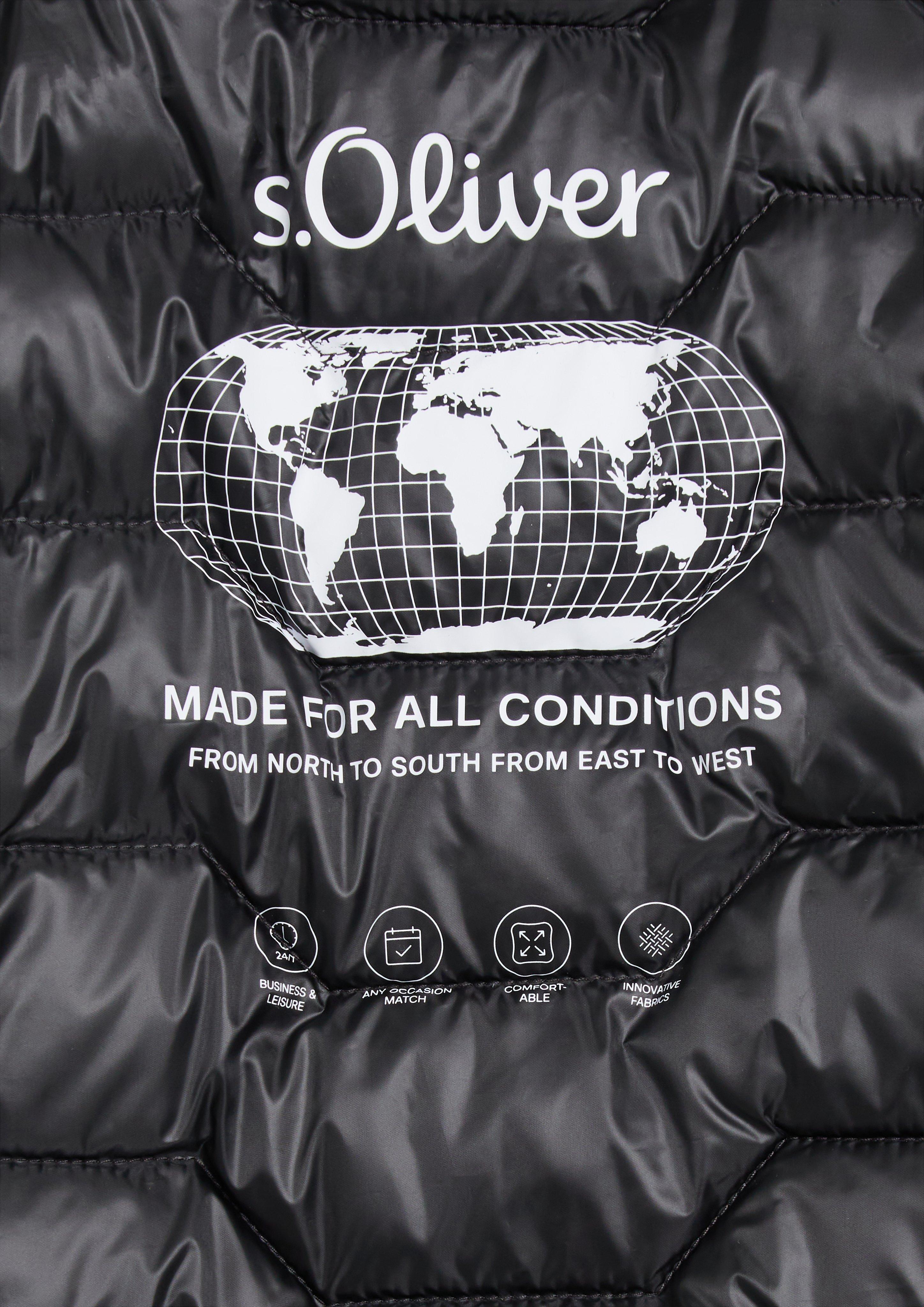 Hommes Veste matelassée légère avec détails contrastés et col montant en noir de s.Oliver Men Big Sizes