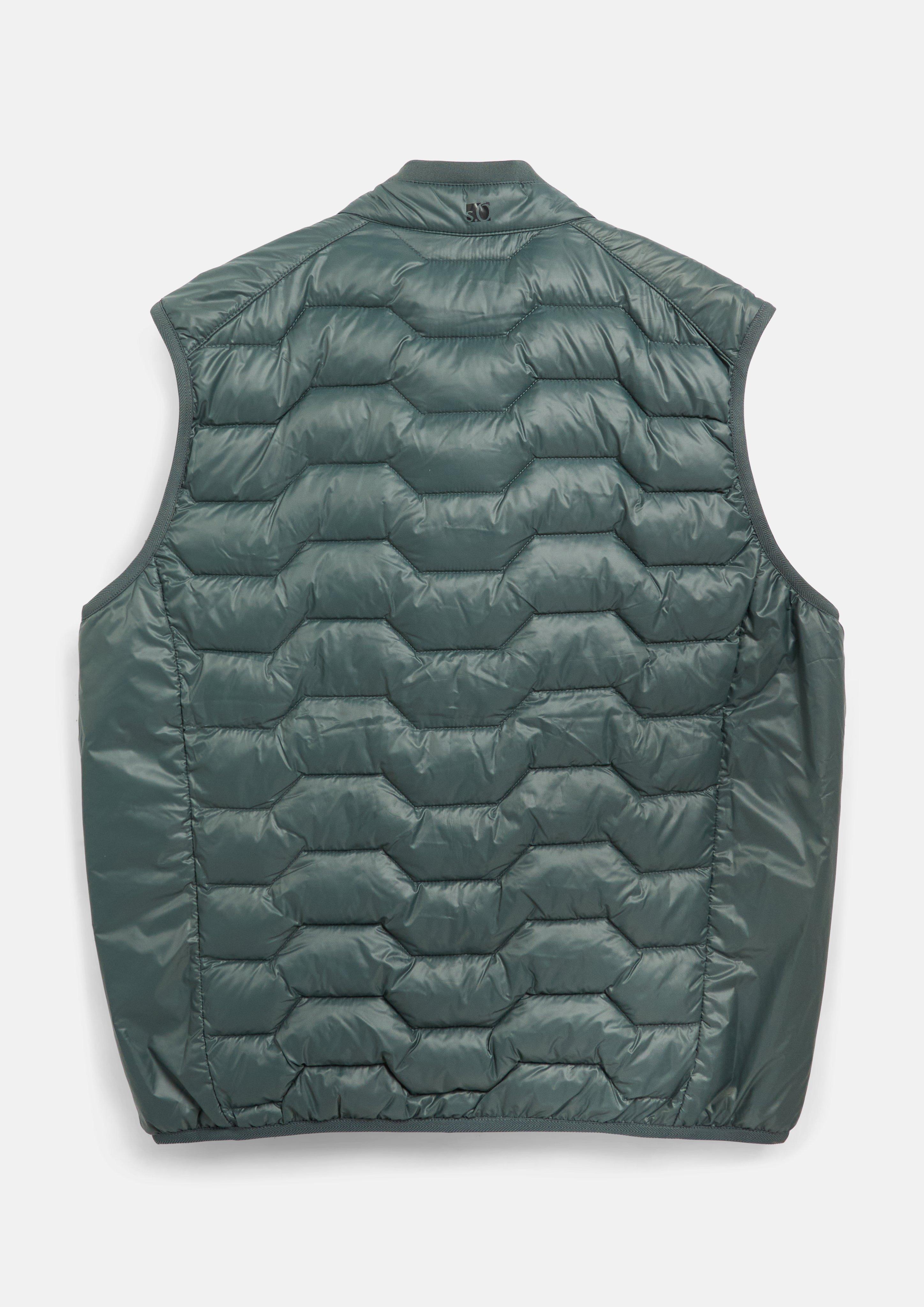 Hommes Gilet matelassé déperlant aux détails sportifs en vert de s.Oliver Men Big Sizes