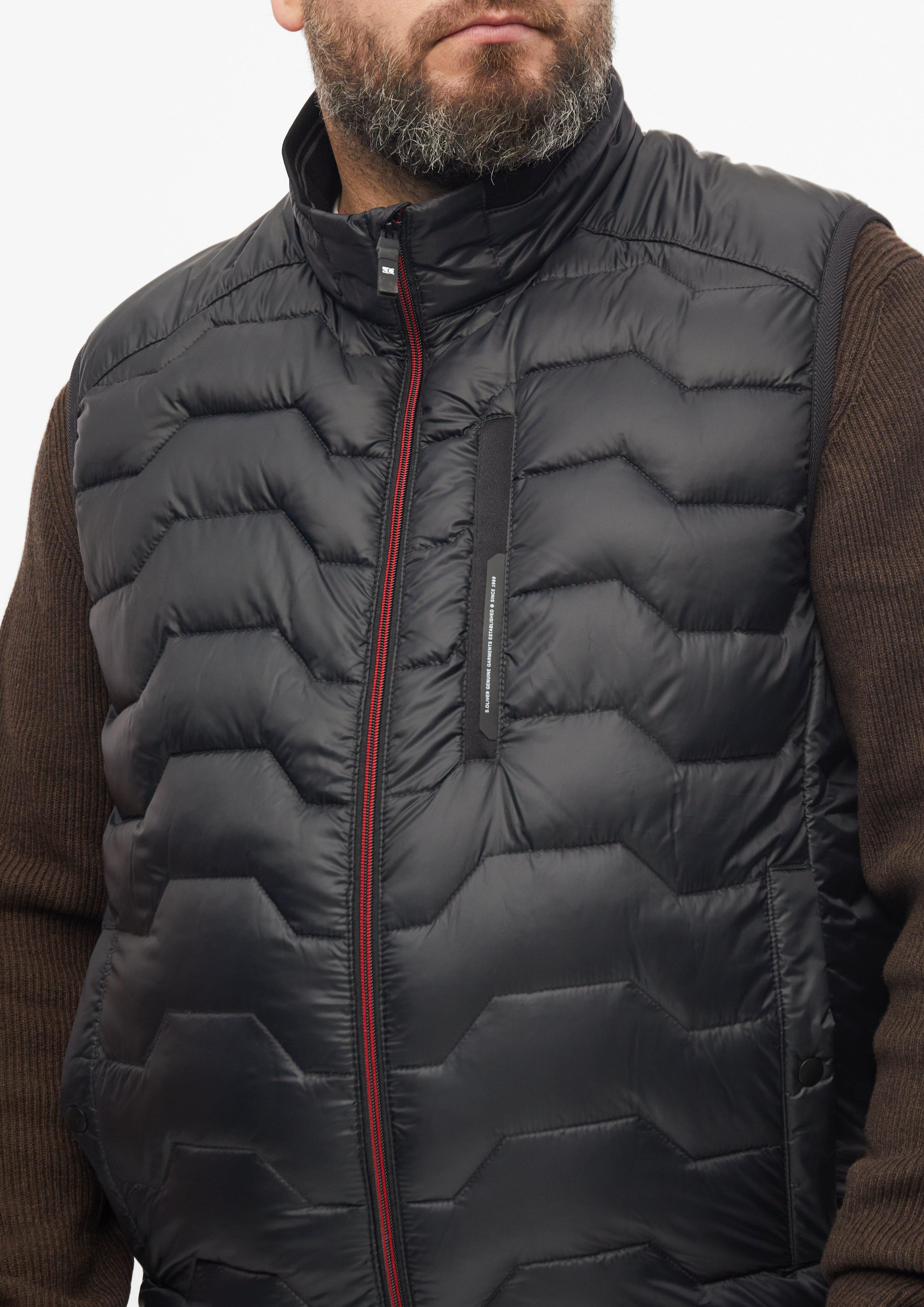 Heren Waterafstotend gewatteerd vest met sportieve details in zwart van s.Oliver Men Big Sizes