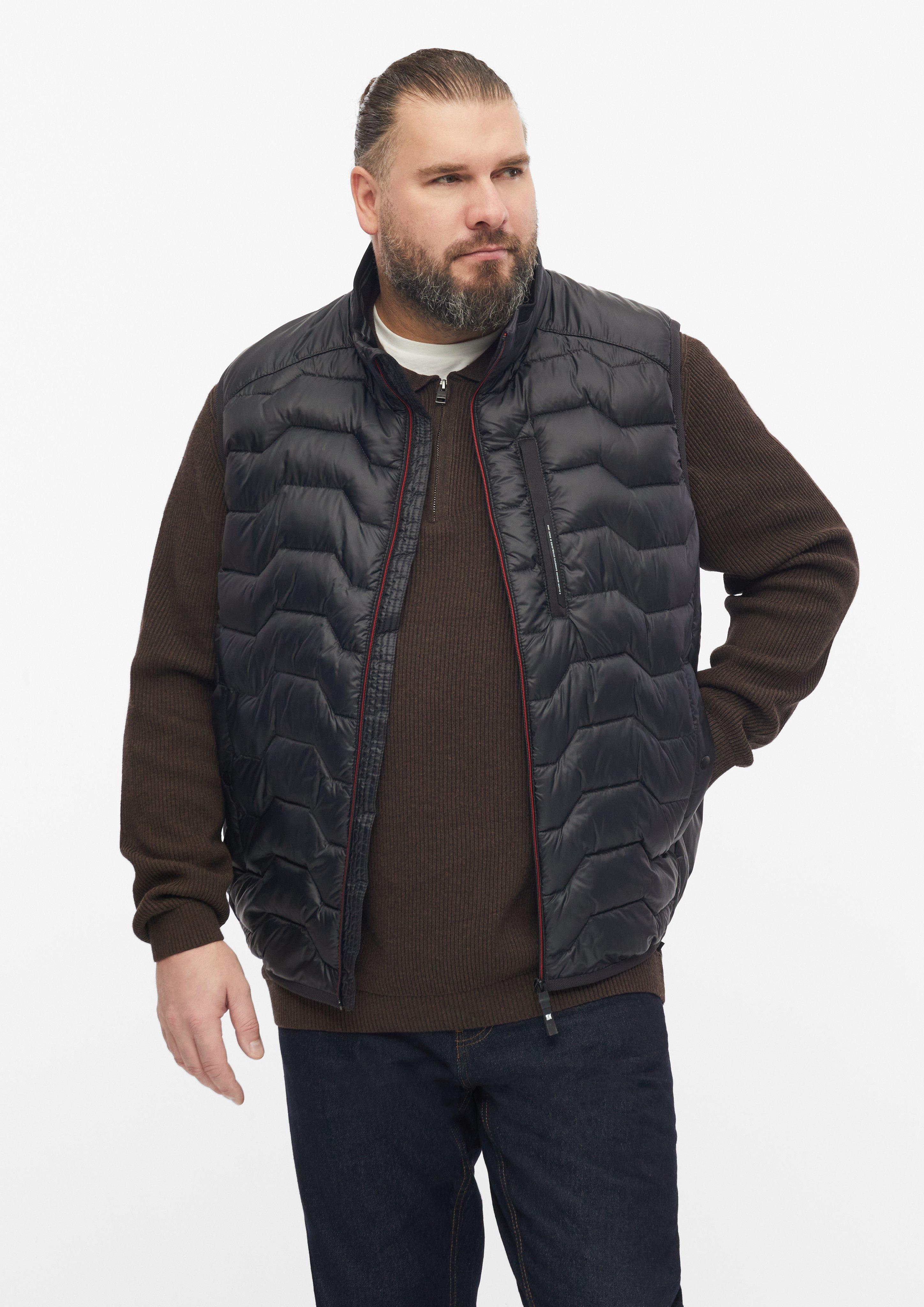 Heren Waterafstotend gewatteerd vest met sportieve details in zwart van s.Oliver Men Big Sizes