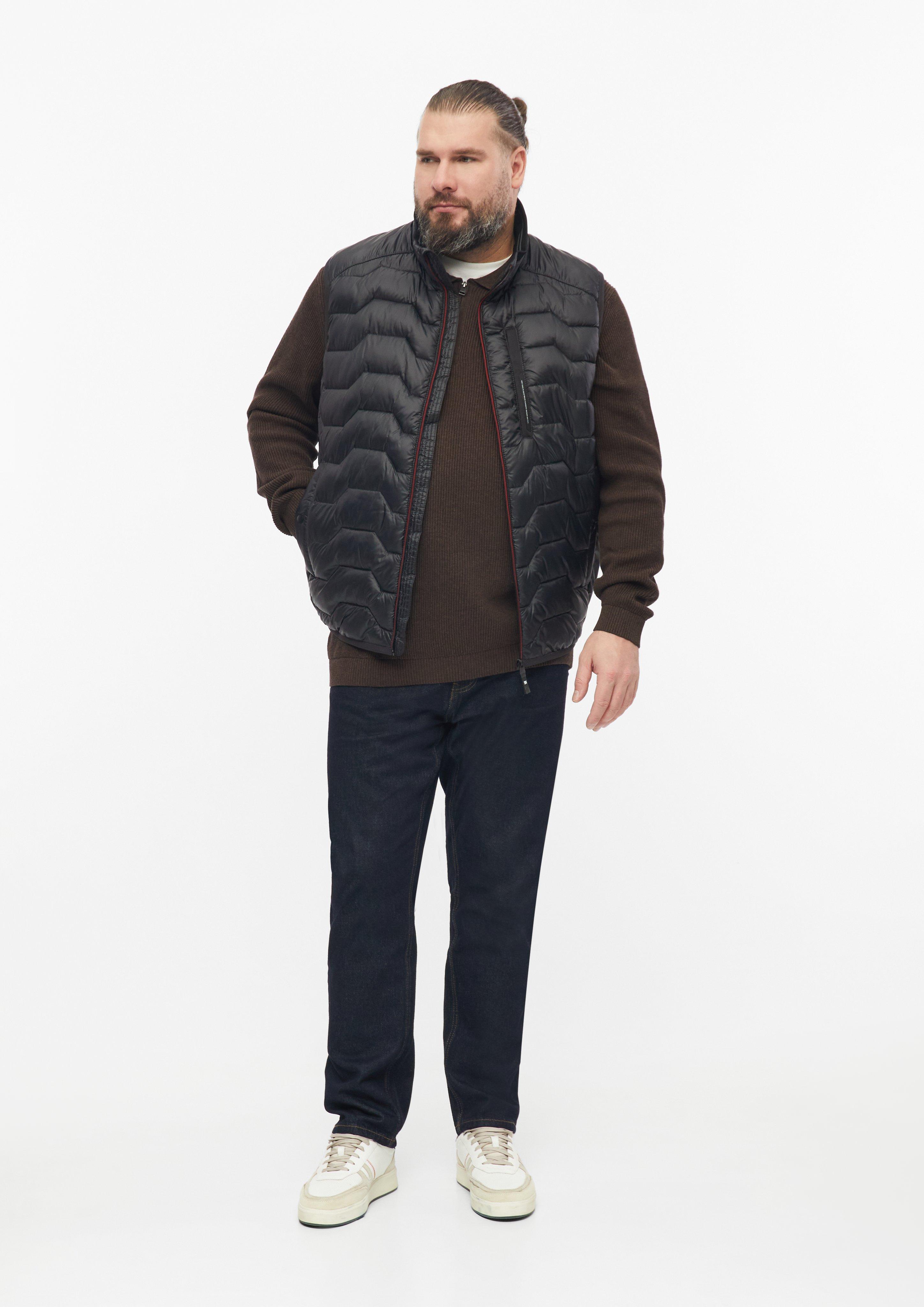 Heren Waterafstotend gewatteerd vest met sportieve details in zwart van s.Oliver Men Big Sizes