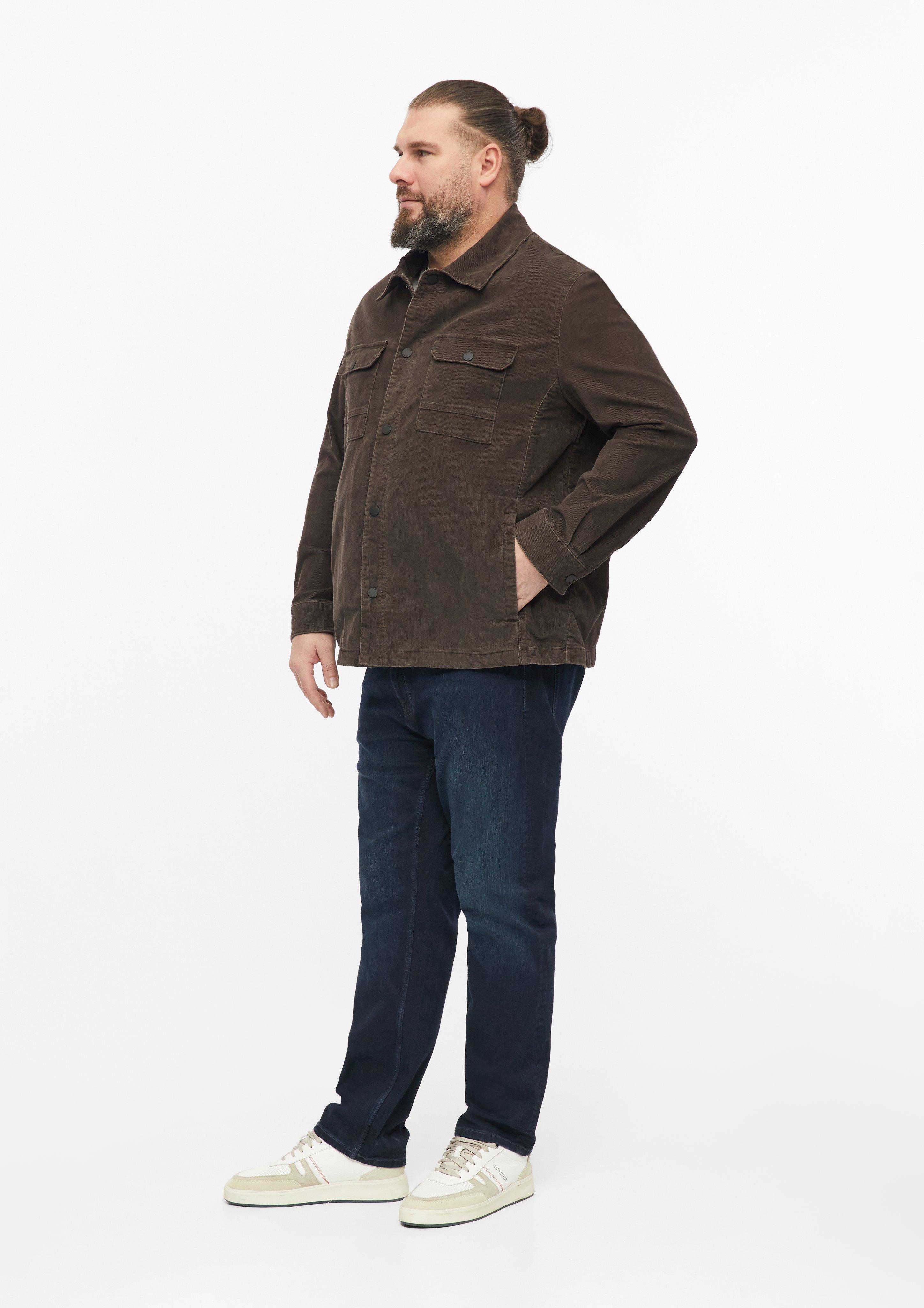 Men Washed corduroy overshirt with chest pockets in brown by s.Oliver Men Big Sizes