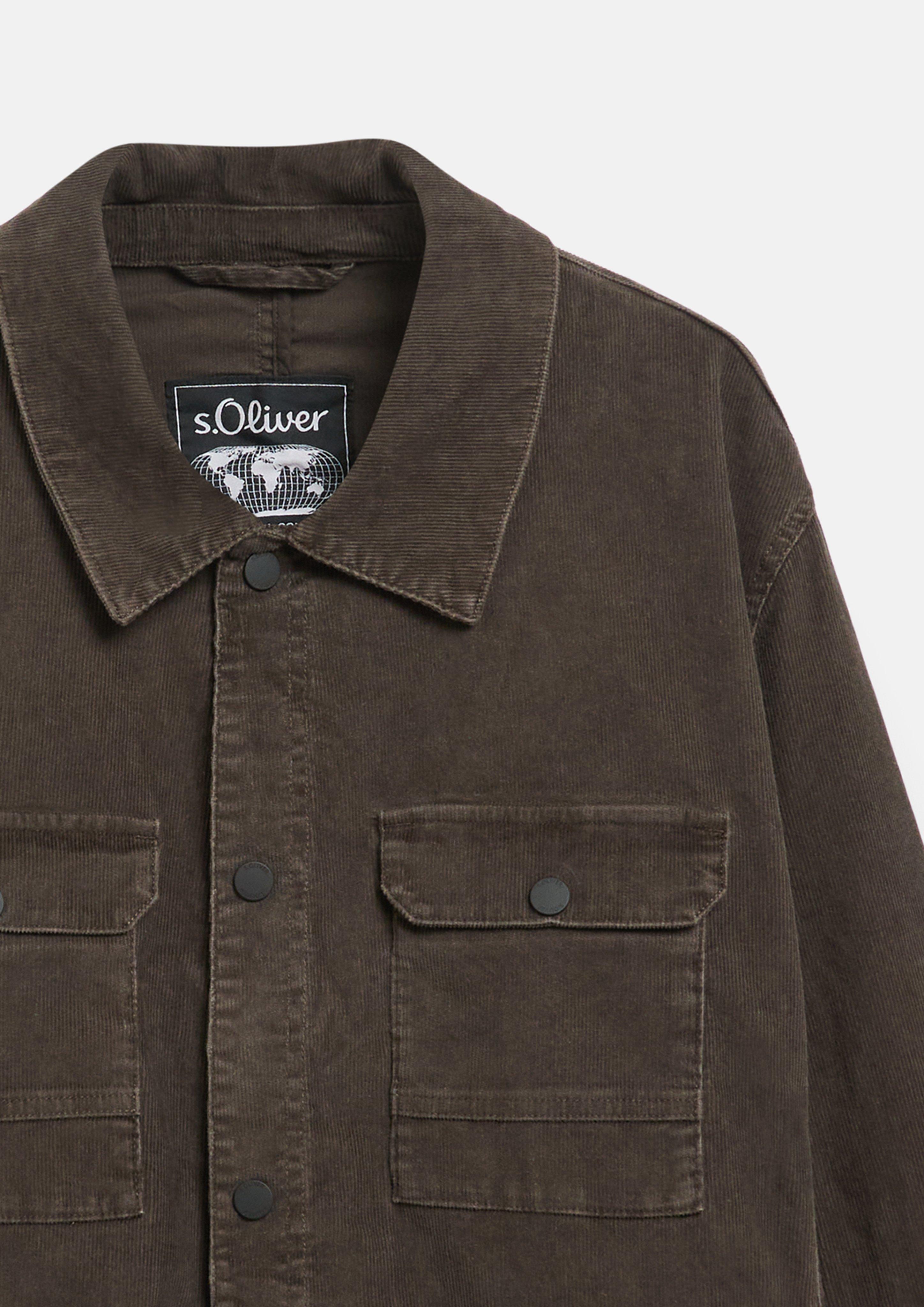 Herren Gewaschenes Cord-Overshirt mit Brusttaschen in braun von s.Oliver Men Big Sizes
