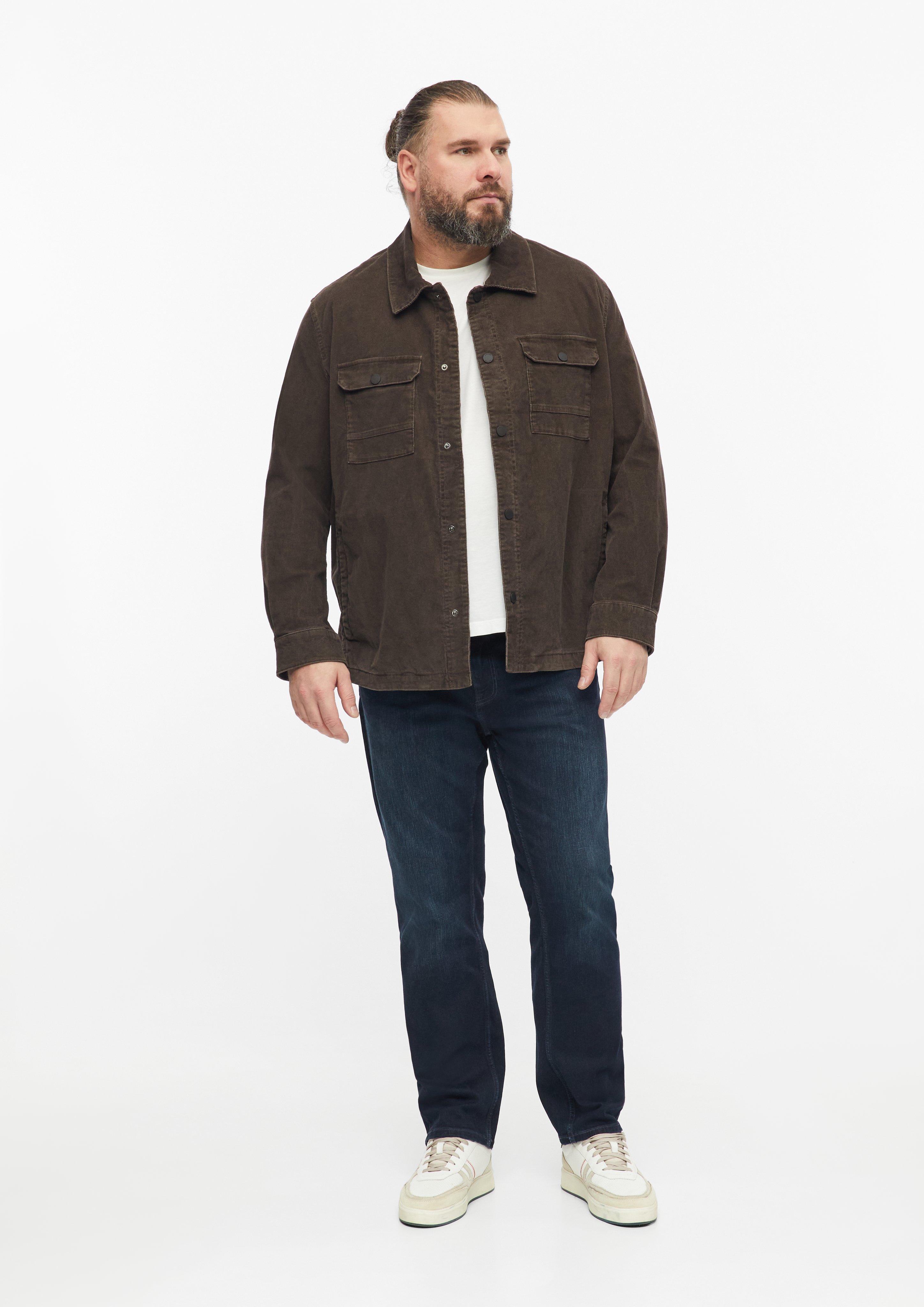 Men Washed corduroy overshirt with chest pockets in brown by s.Oliver Men Big Sizes