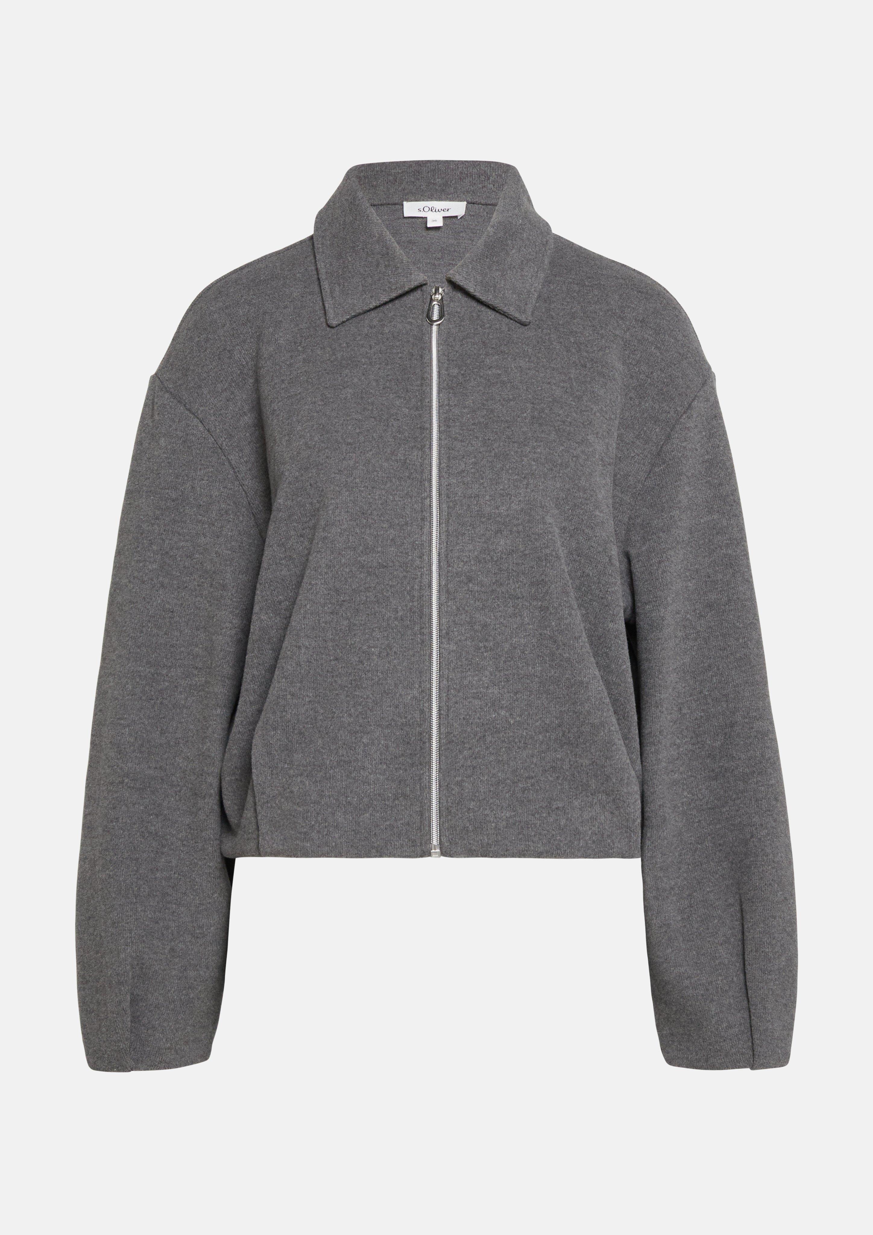 Damen Flauschige Sweatjacke mit Ballonsaum in grau von s.Oliver