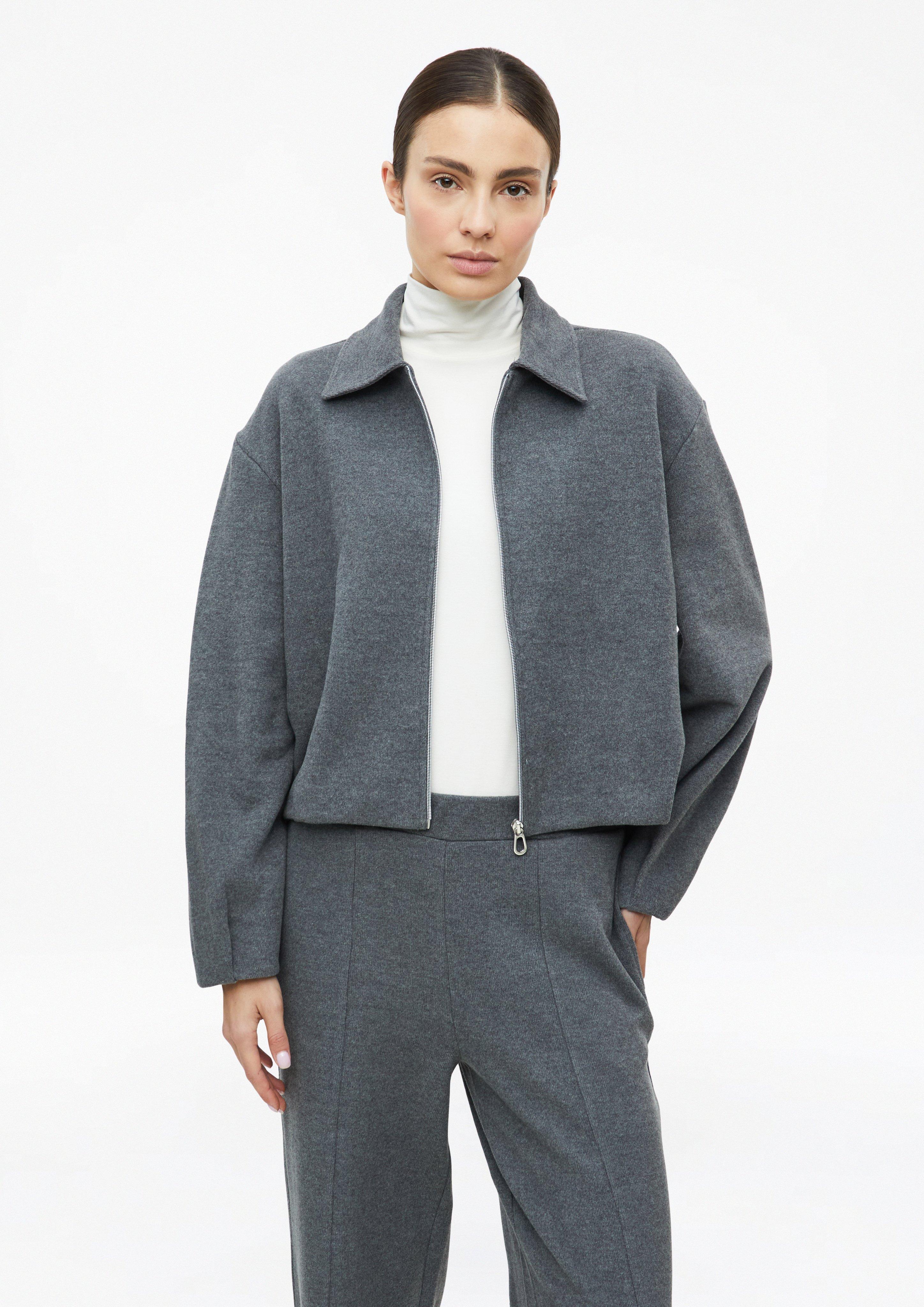 Flauschige Sweatjacke mit Ballonsaum in Farbe grau von s.Oliver