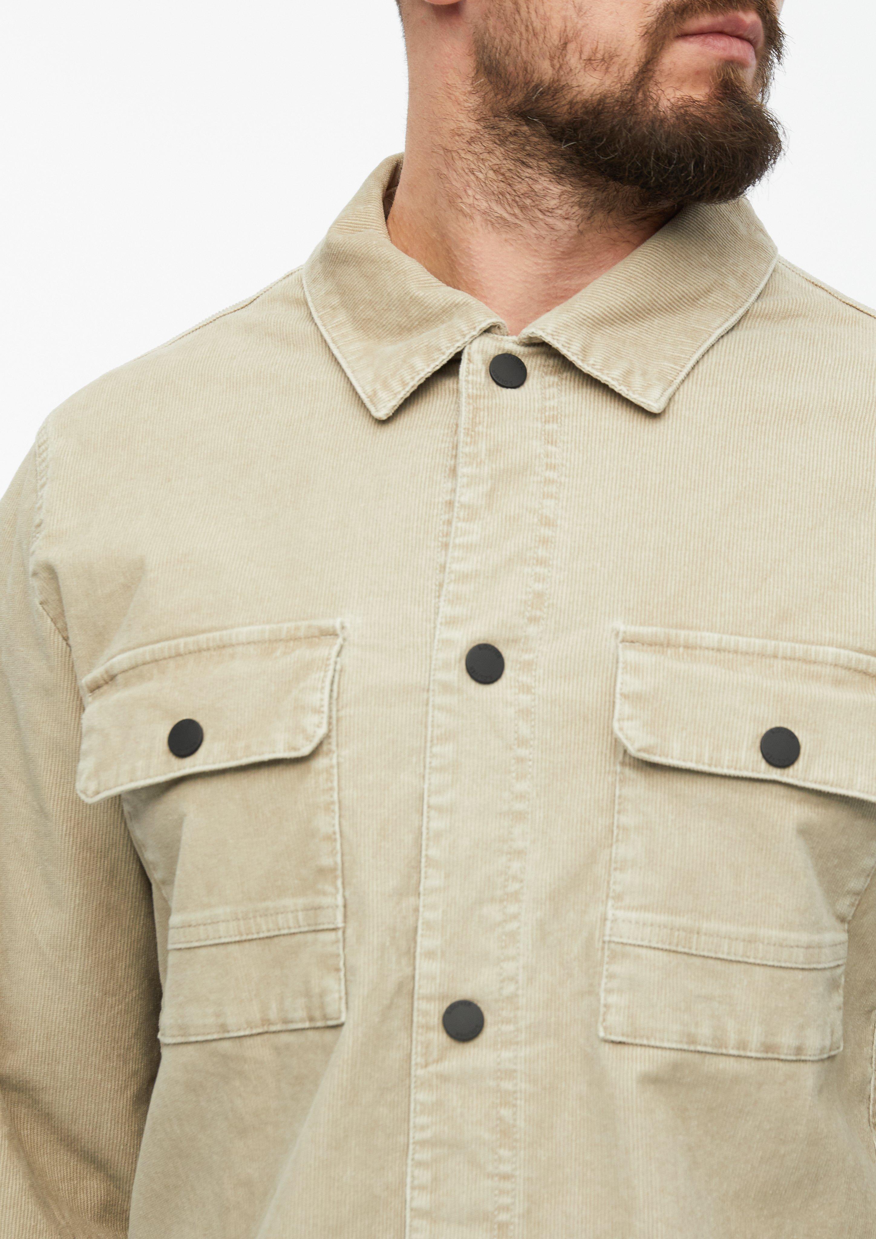 Hommes Surchemise en velours côtelé délavé avec poches poitrine en beige de s.Oliver Men Tall Sizes