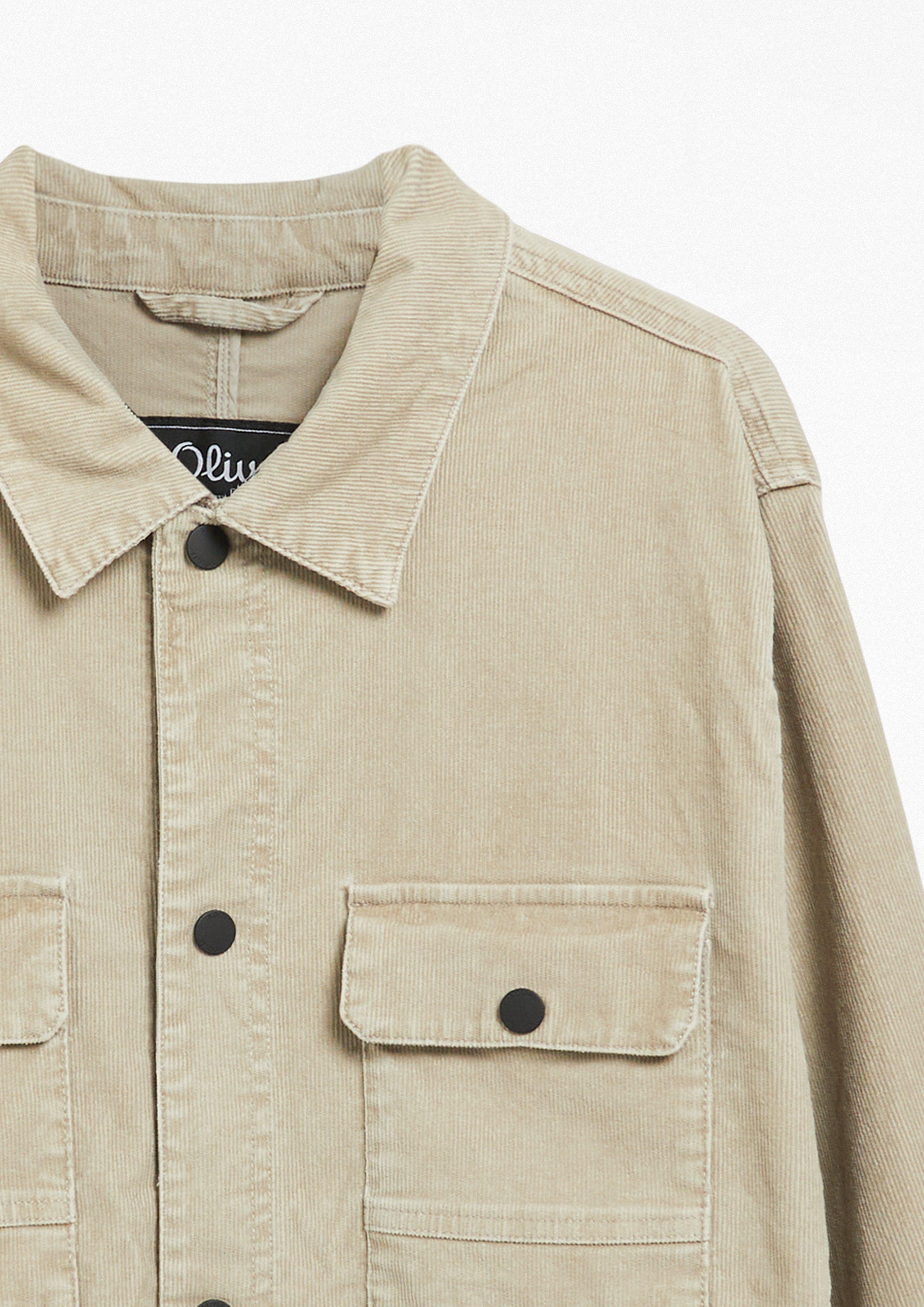 Herren Gewaschenes Cord-Overshirt mit Brusttaschen in beige von s.Oliver Men Tall Sizes