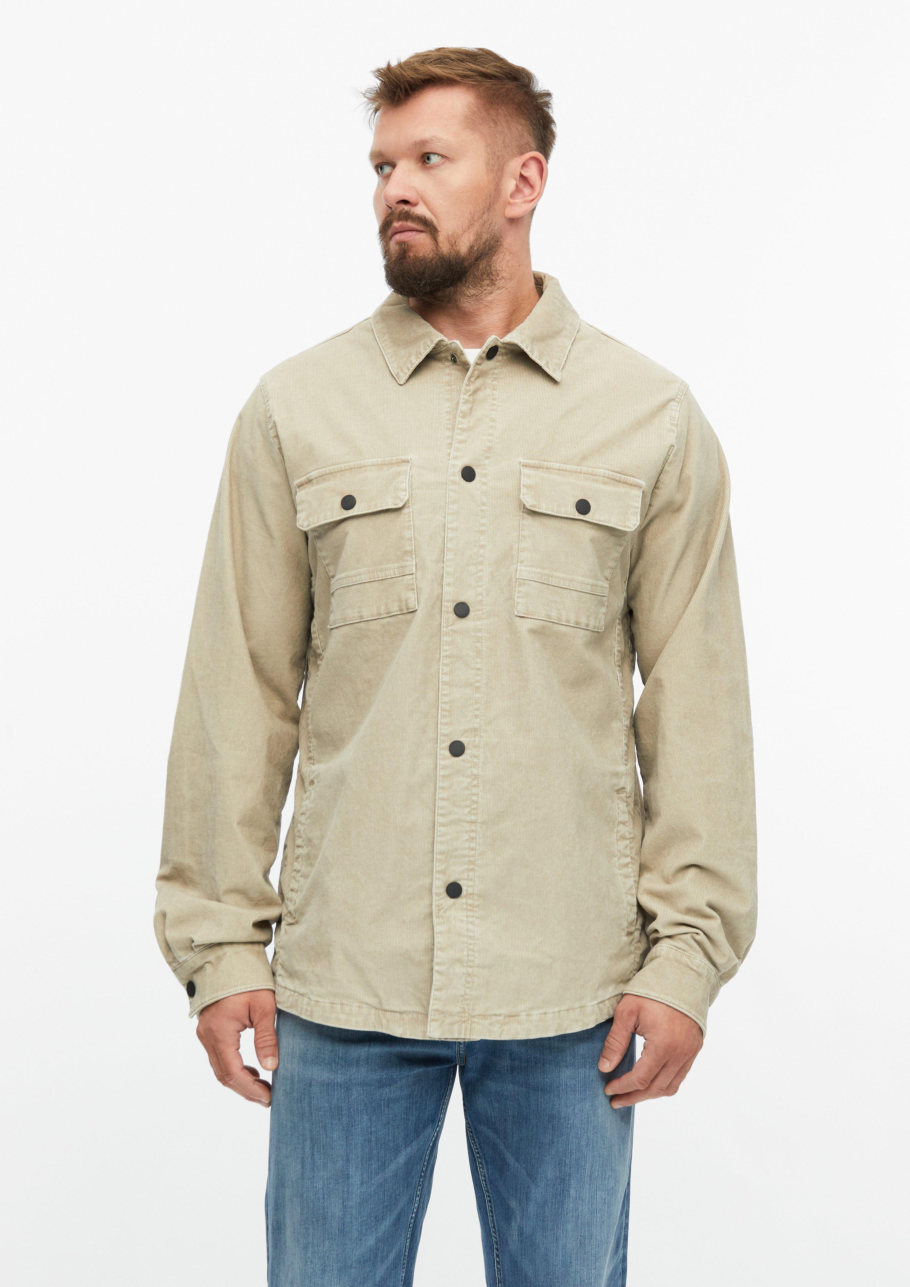 Hommes Surchemise en velours côtelé délavé avec poches poitrine en beige de s.Oliver Men Tall Sizes