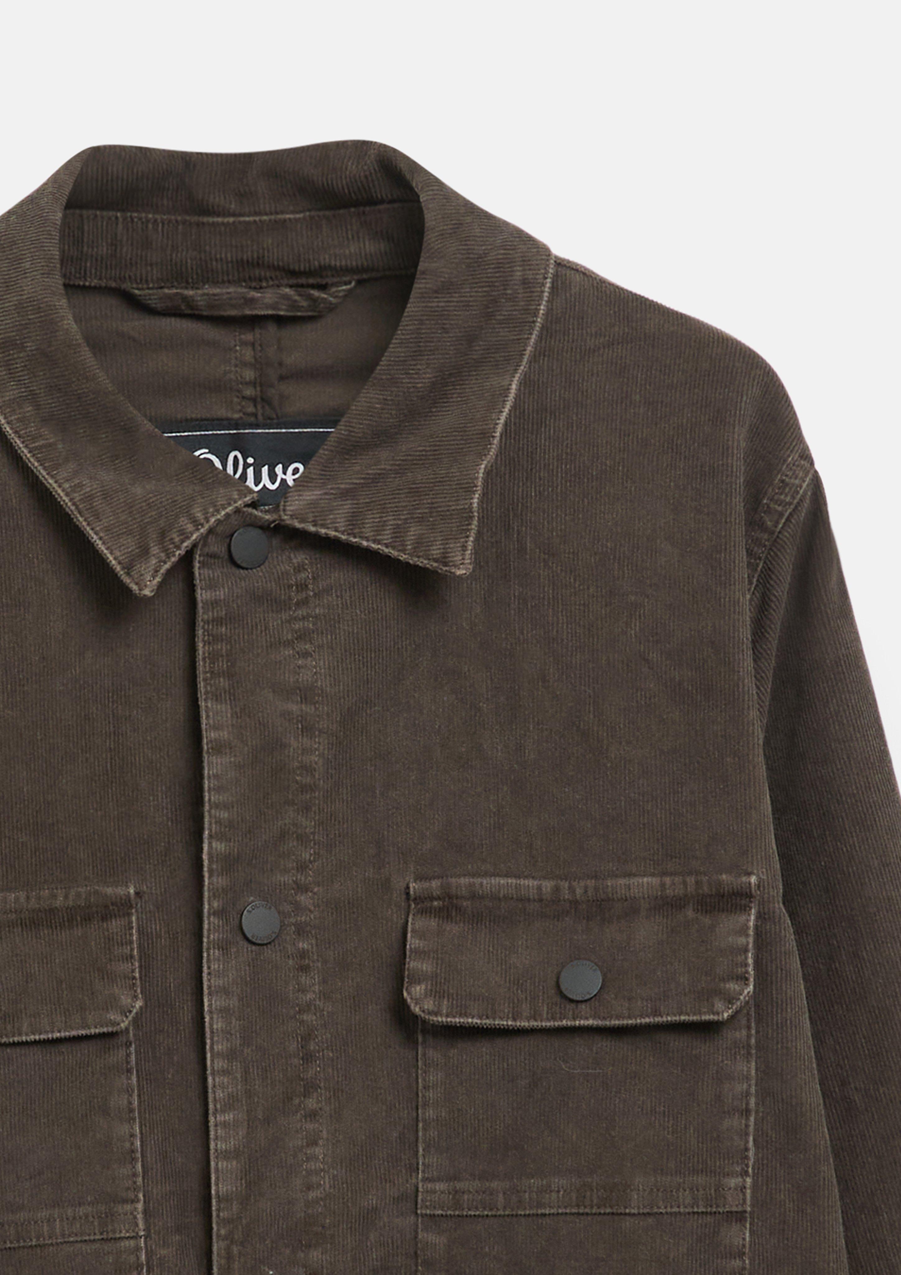 Men Washed corduroy overshirt with chest pockets in brown by s.Oliver Men Tall Sizes