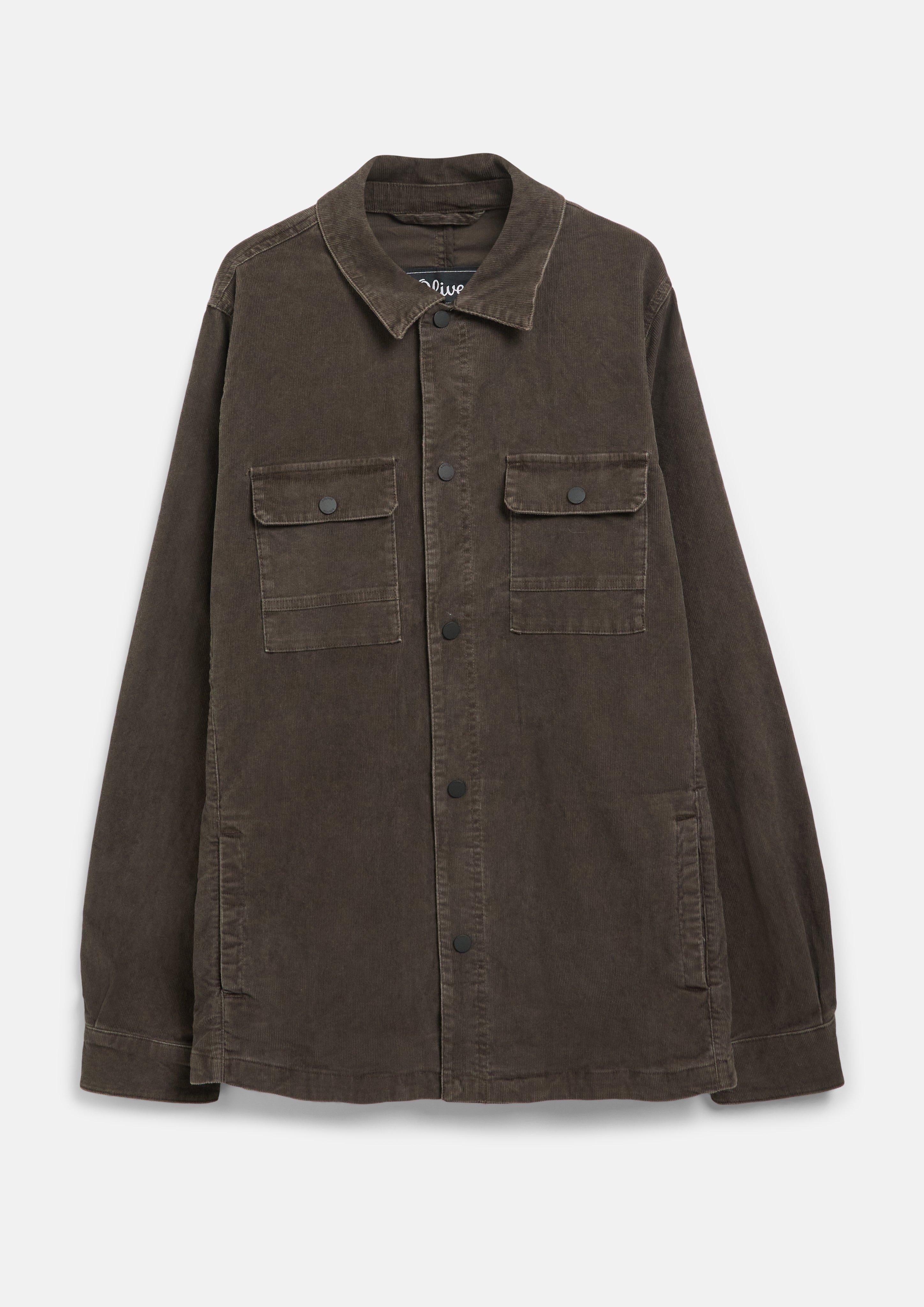 Surchemise en velours côtelé délavé avec poches poitrine en marron foncé de s.Oliver Men Tall Sizes
