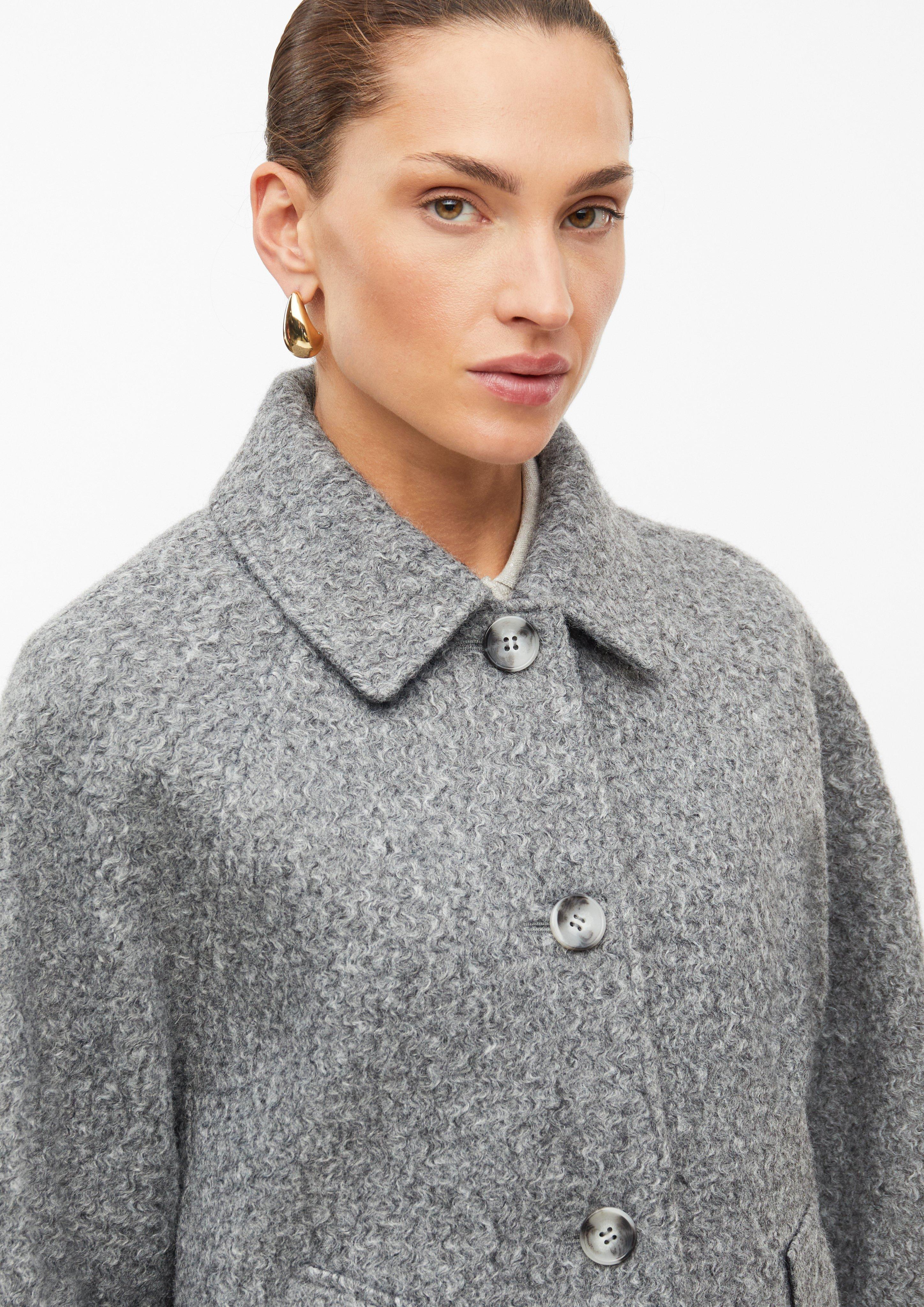 Women Mottled Wool-Look Jacket in grey by s.Oliver BLACK LABEL