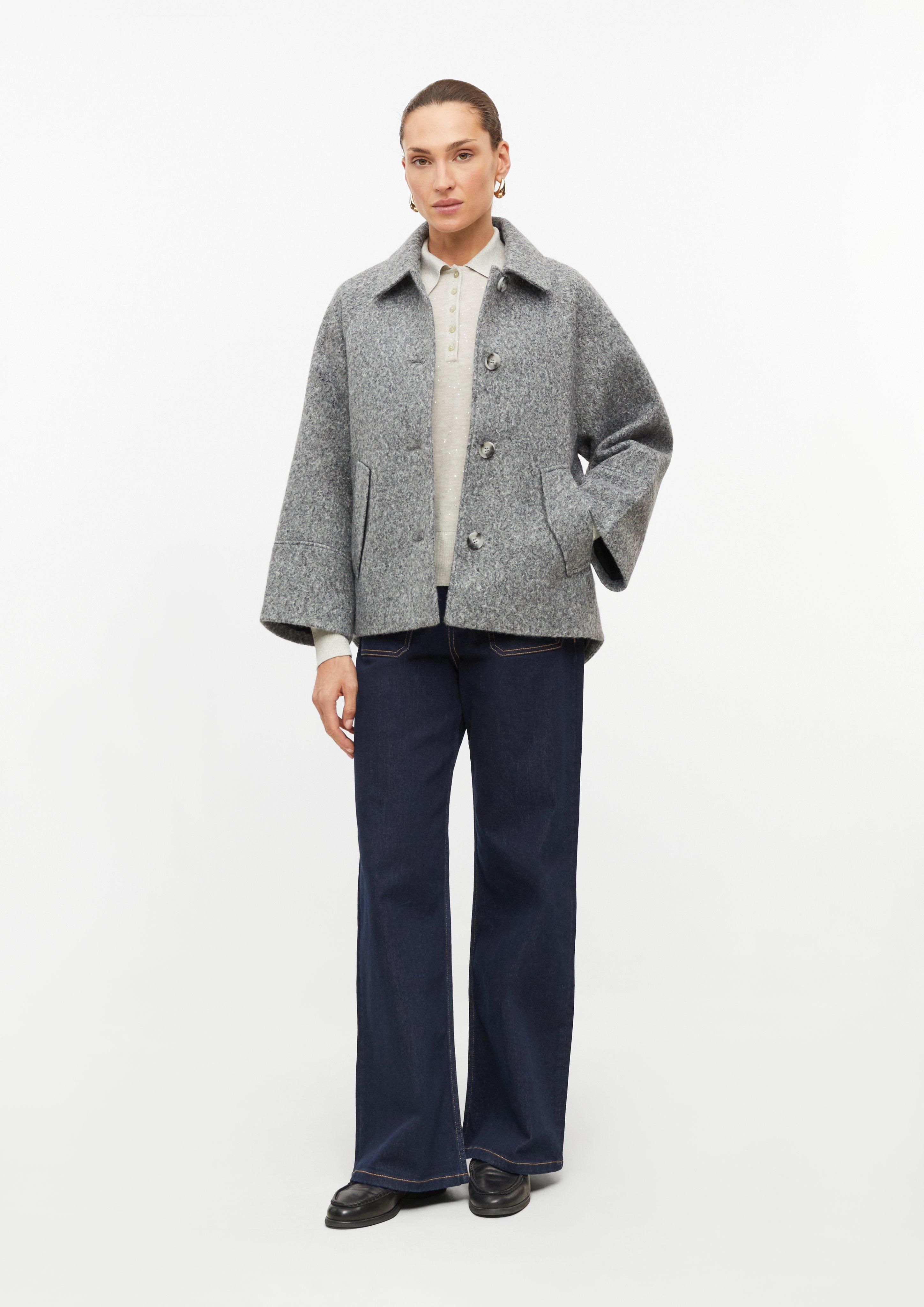 Women Mottled Wool-Look Jacket in grey by s.Oliver BLACK LABEL