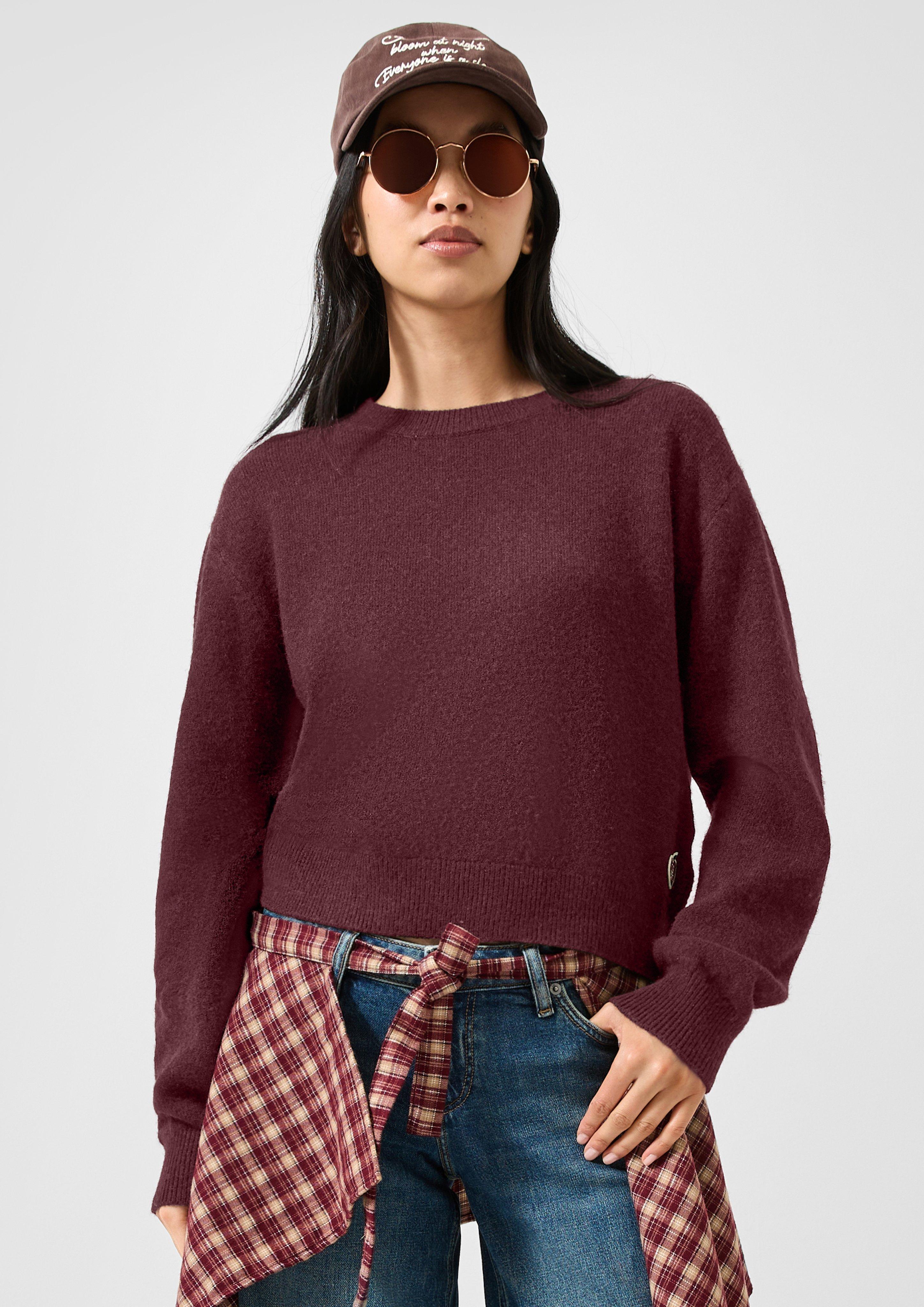 Femmes Pull-over en maille en rouge de QS