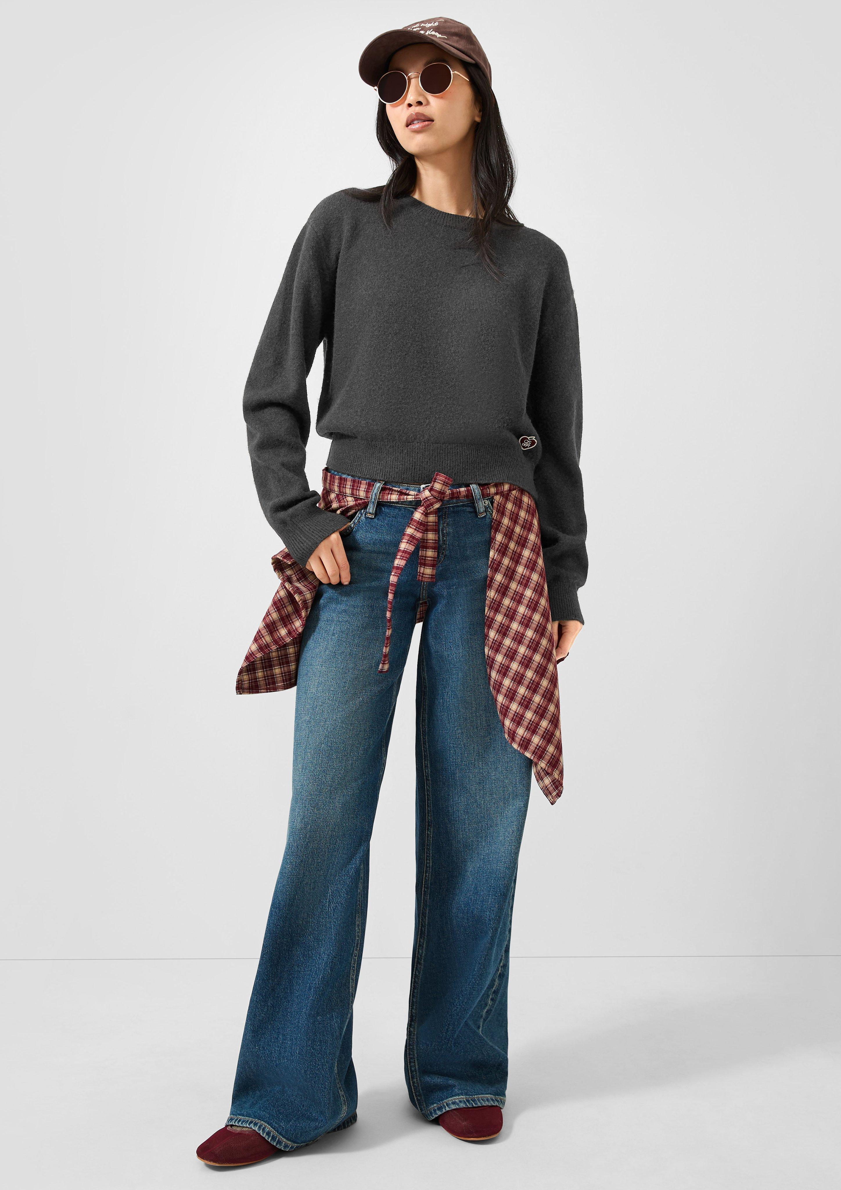 Femmes Pull-over en maille en gris de QS