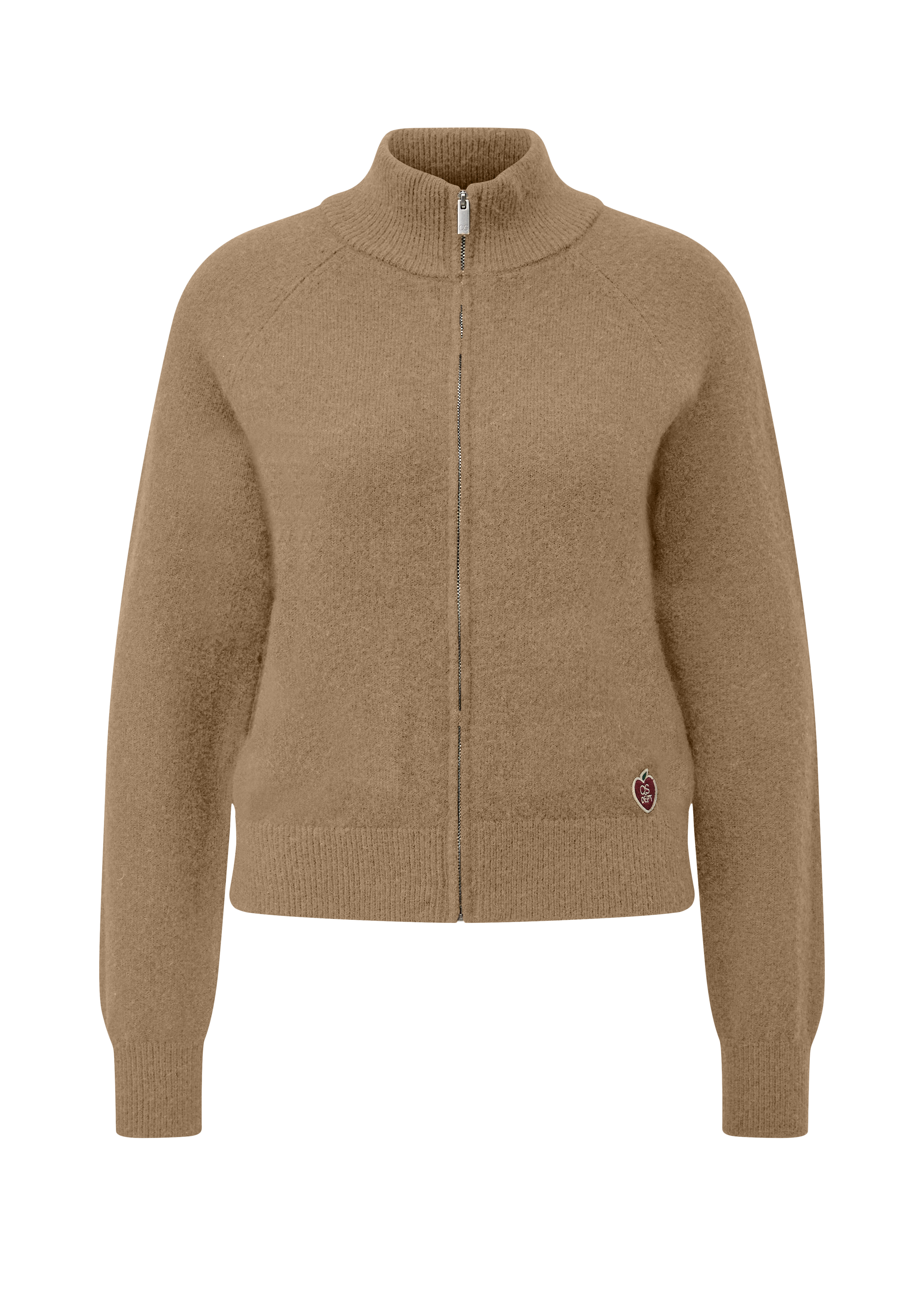 Gebreid vest met opstaande kraag en logopatch
