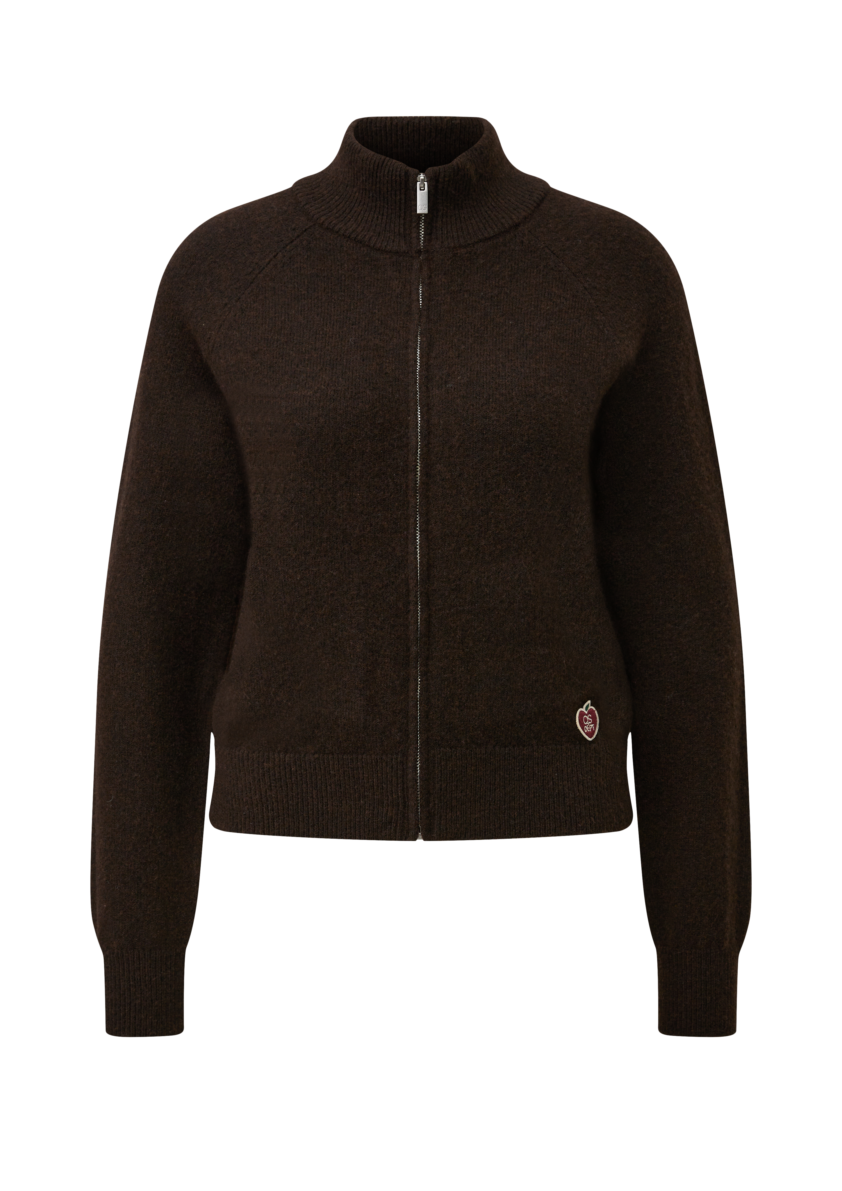 Gebreid vest met opstaande kraag en logopatch