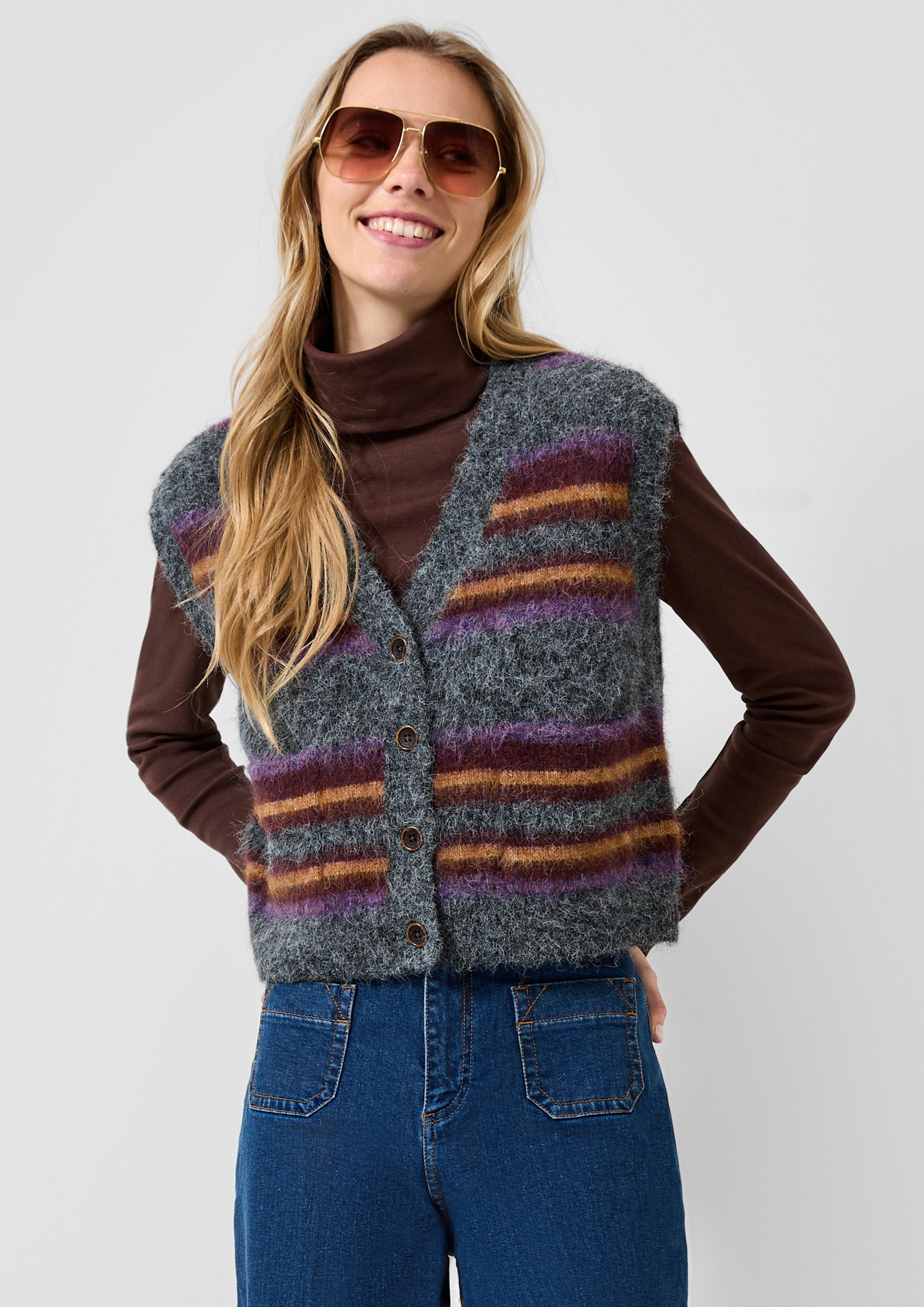 Veste en tricot en gris foncé de QS