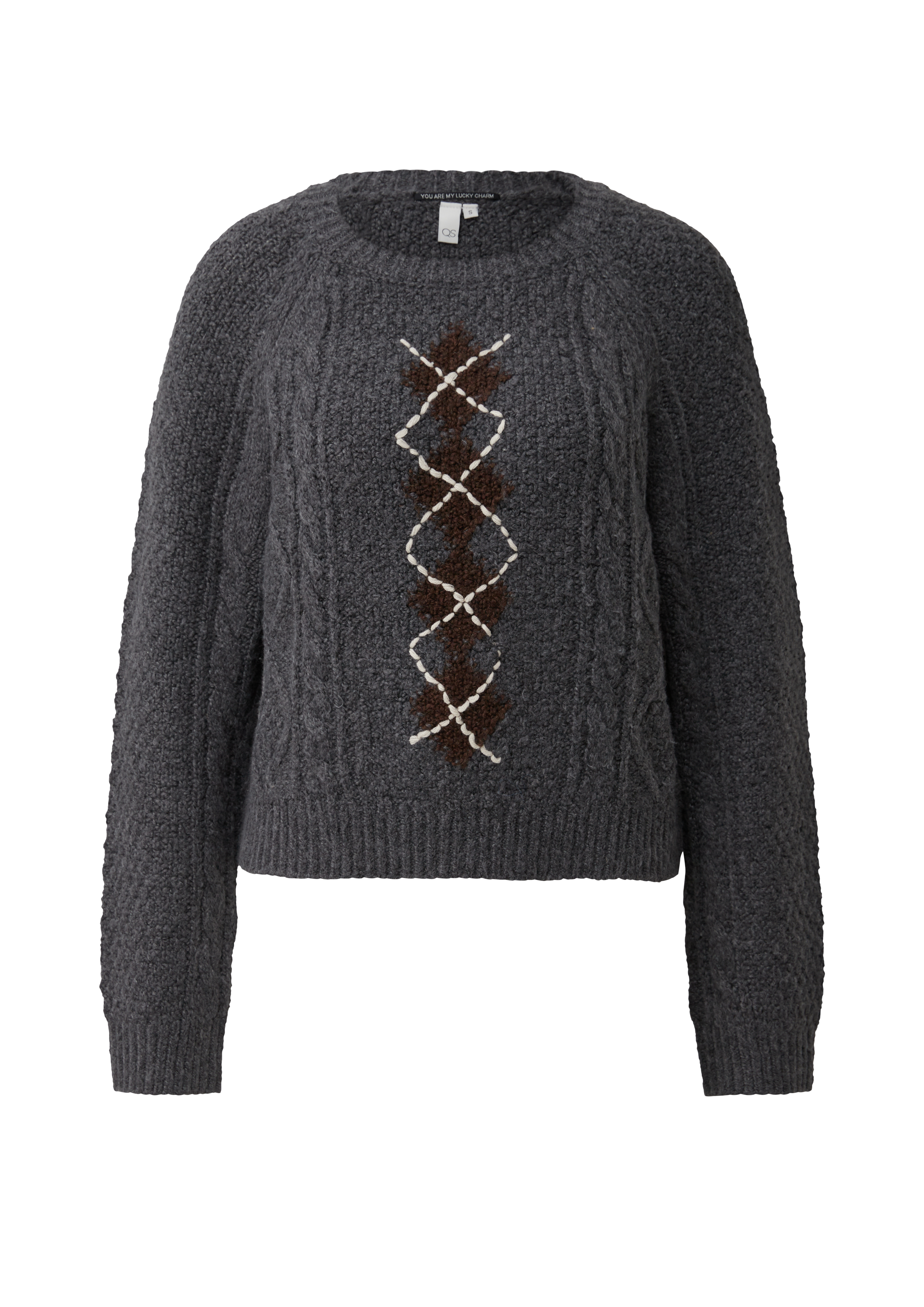 Kabeltrui met argyle-details