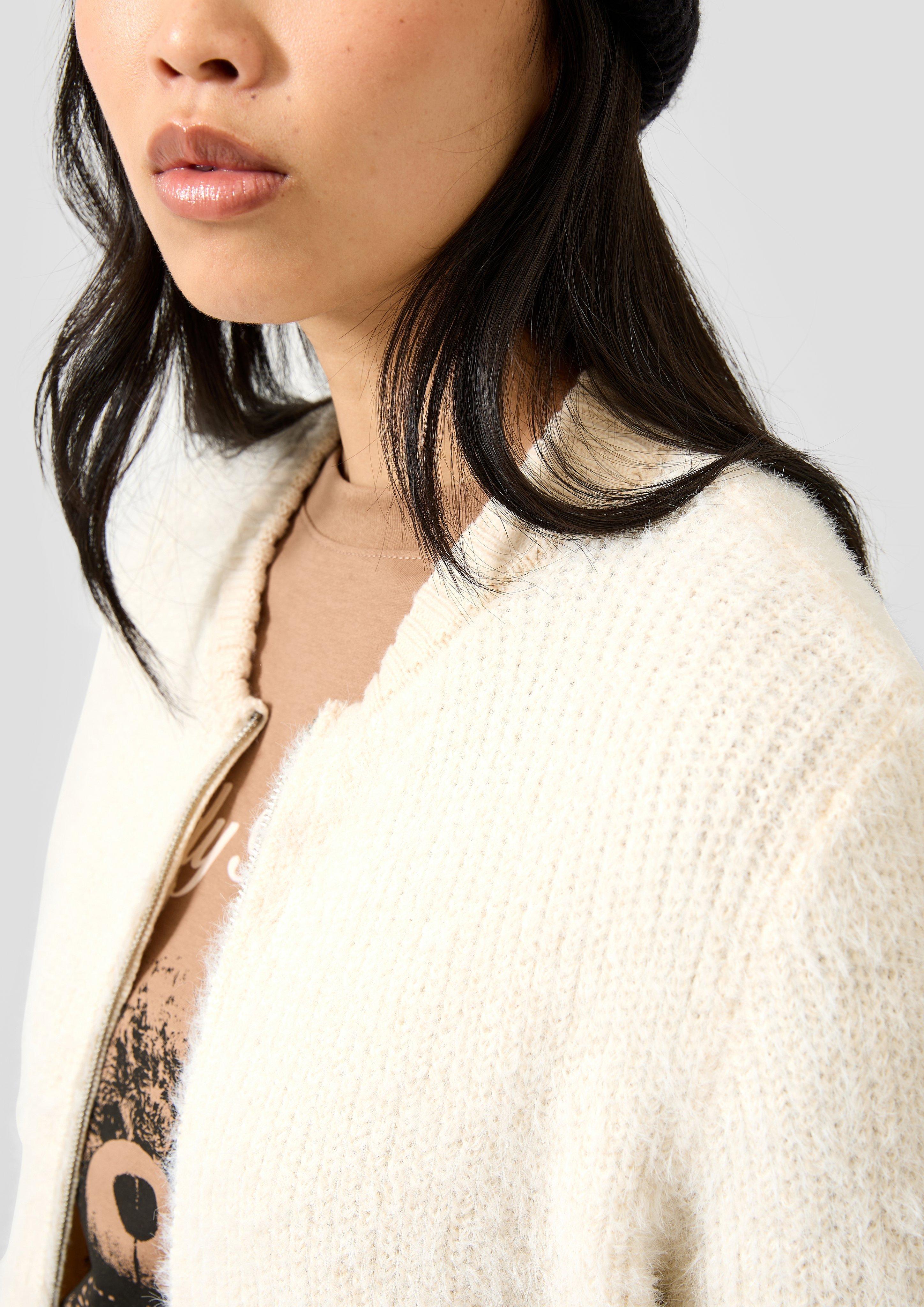Femmes Cardigan-blouson douillet en beige de QS